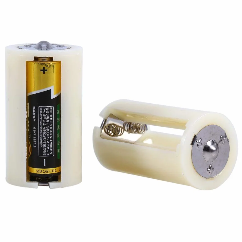 Richer-R Mini Adaptadores de Batería Portátil,Convertidores 3 Pilas AA a una Batería D(4 Piezas,Blanco)