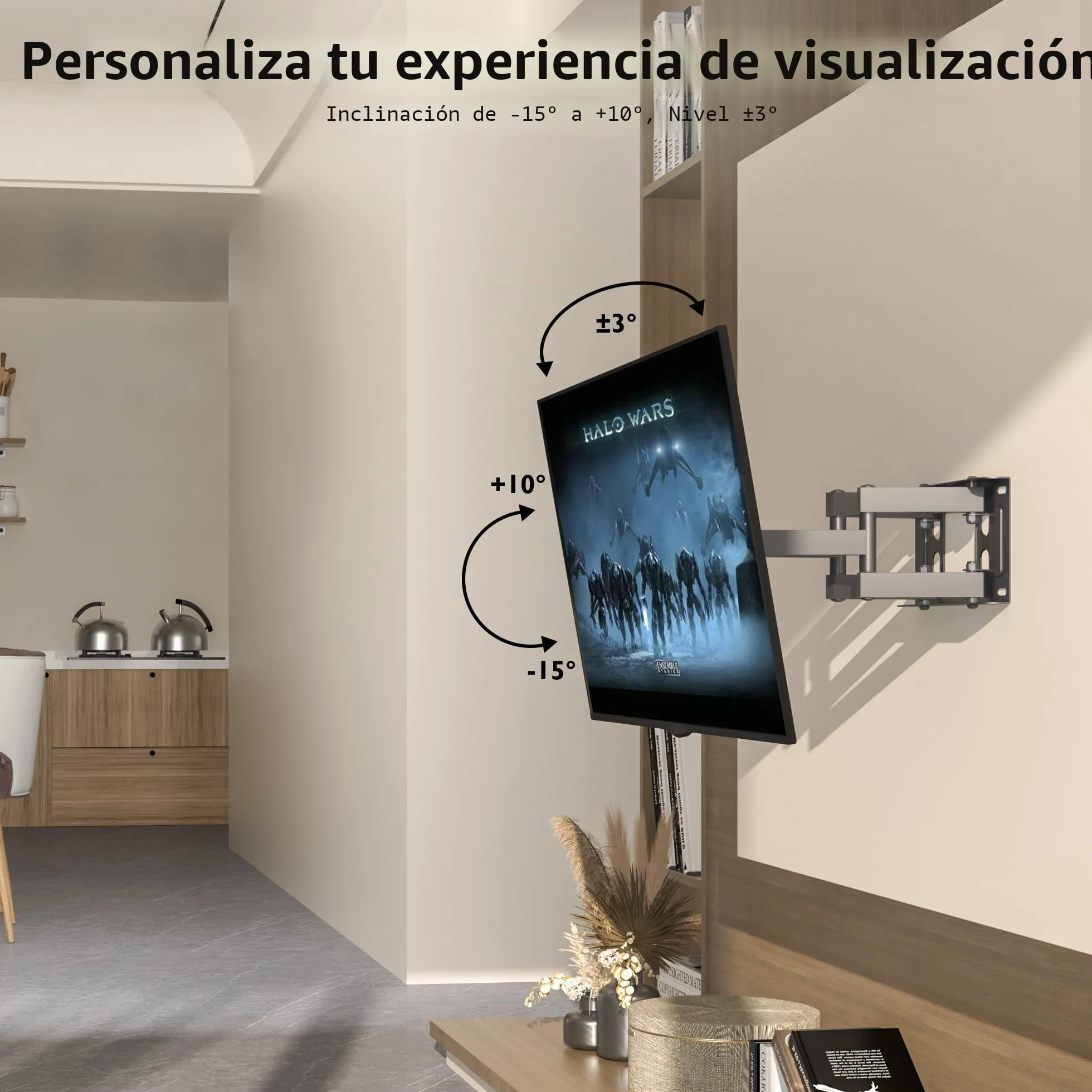 BONTEC Soporte TV Pared 23-70 Pulgadas Inclinable Giratorio Doble Brazo Movimiento Completo 45 kg VESA 400x400mm