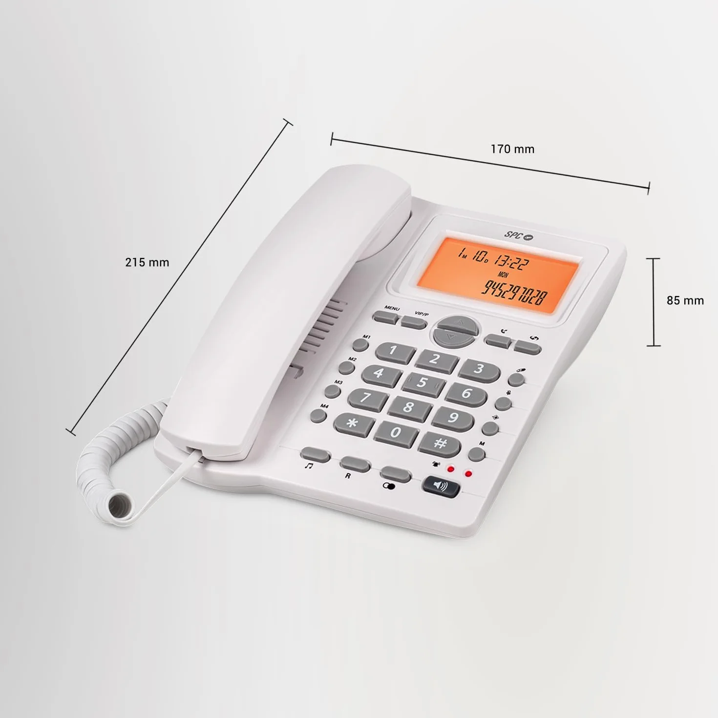 SPC Office ID 2 Teléfono Fijo Pantalla iluminada Manos Libres Identificador Llamadas Blanco