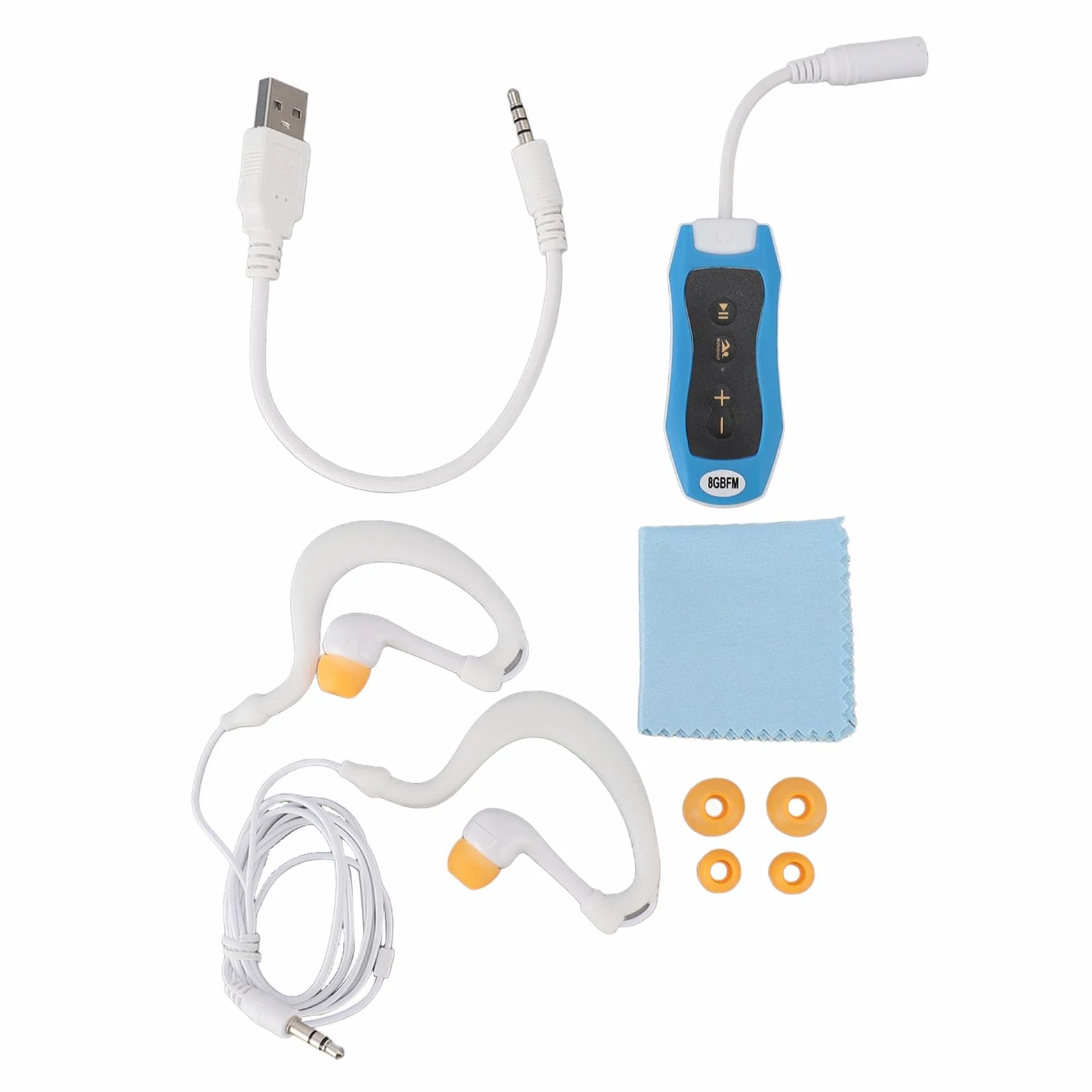 Reproductor de MP3 Resistente Al Agua 8GB IPX8 USB2.0 Reproductor de MP3 Deportivo con Auriculares y ClipBroadcast, Reproductor de Música para Bucear y Surfear (8GB)