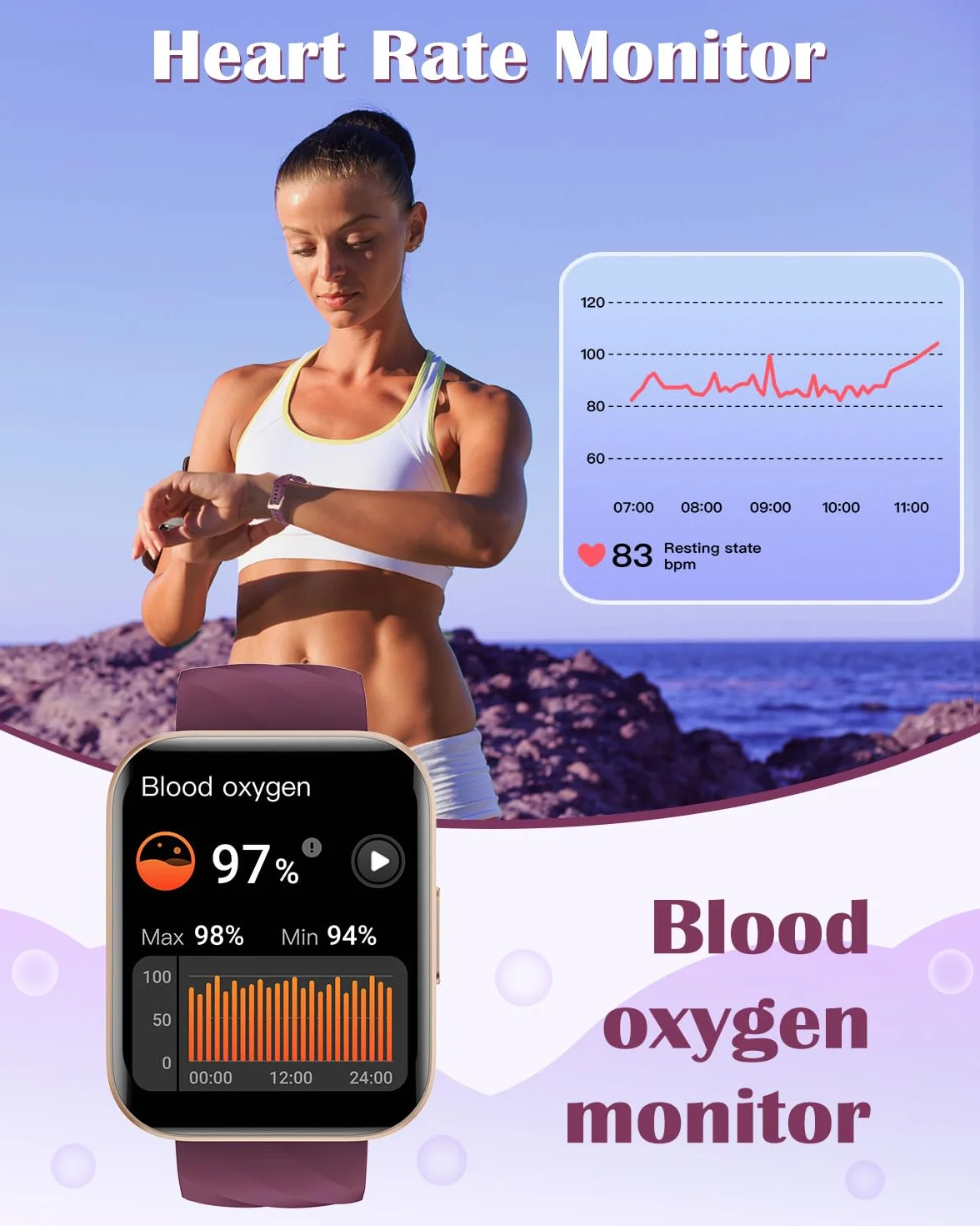 RUIMEN Reloj Inteligente Mujer Hombre con Llamada,1,83" Smartwatch con Pulsómetro,Podómetro,Oxímetro,Monitor Sueño,Esfera de reloj personalizada,Impermeable IP68 Pulsera de actividad para iOS Android