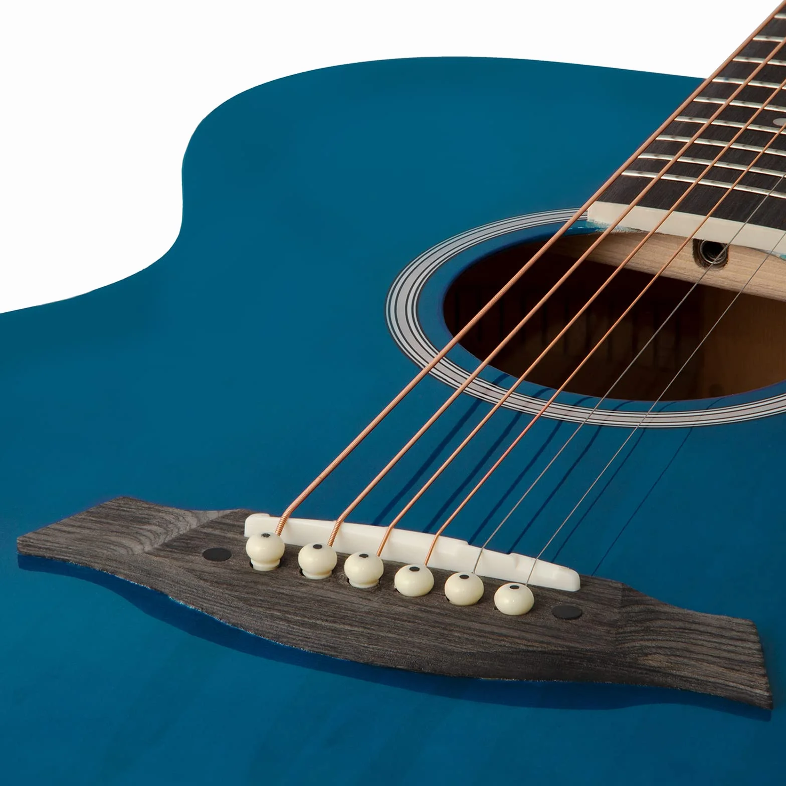 TIGER ACG4-BL Guitarra electroacústica para estudiantes de tamaño completo con ecualizador incorporado, funda, correa, cuerdas de repuesto y púas - Azul