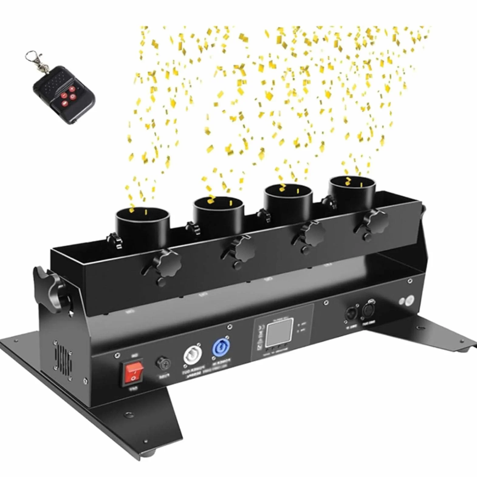 4 Disparos Lanzador de Confeti, cañón de serpentinas, máquina de Confeti, Control Remoto DMX, cañón de Confeti de Papel eléctrico Profesional para DJ, para Fiestas, conciertos, Celebraciones