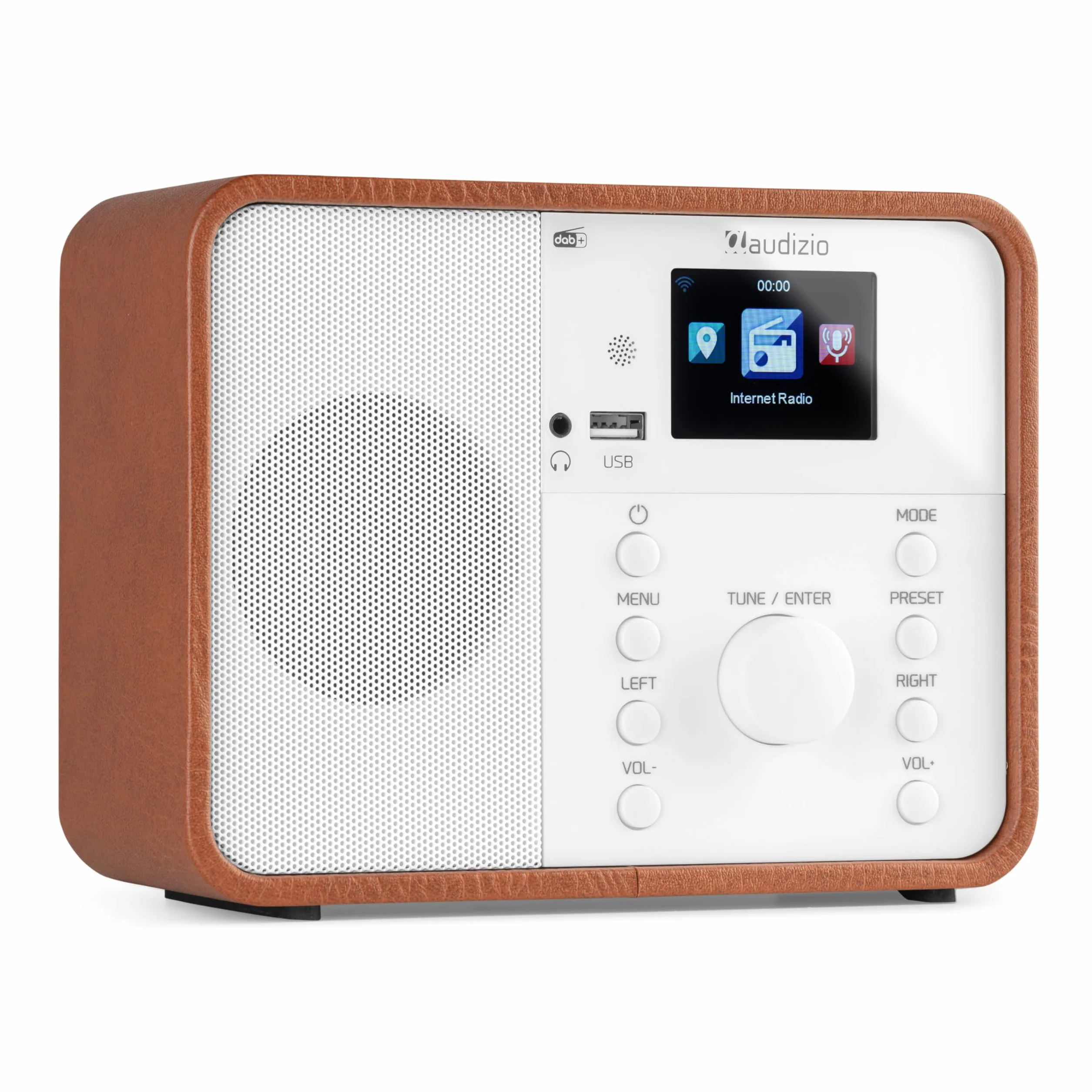 Audizio Nardo Radio Digital Dab con Bluetooth, WiFi Radio, Mando a Distancia, USB MP3 Playback, Dab Internet Radio, 32,000 Emisoras, Dab+/FM, 250 Presintonías - Blanco/Madera