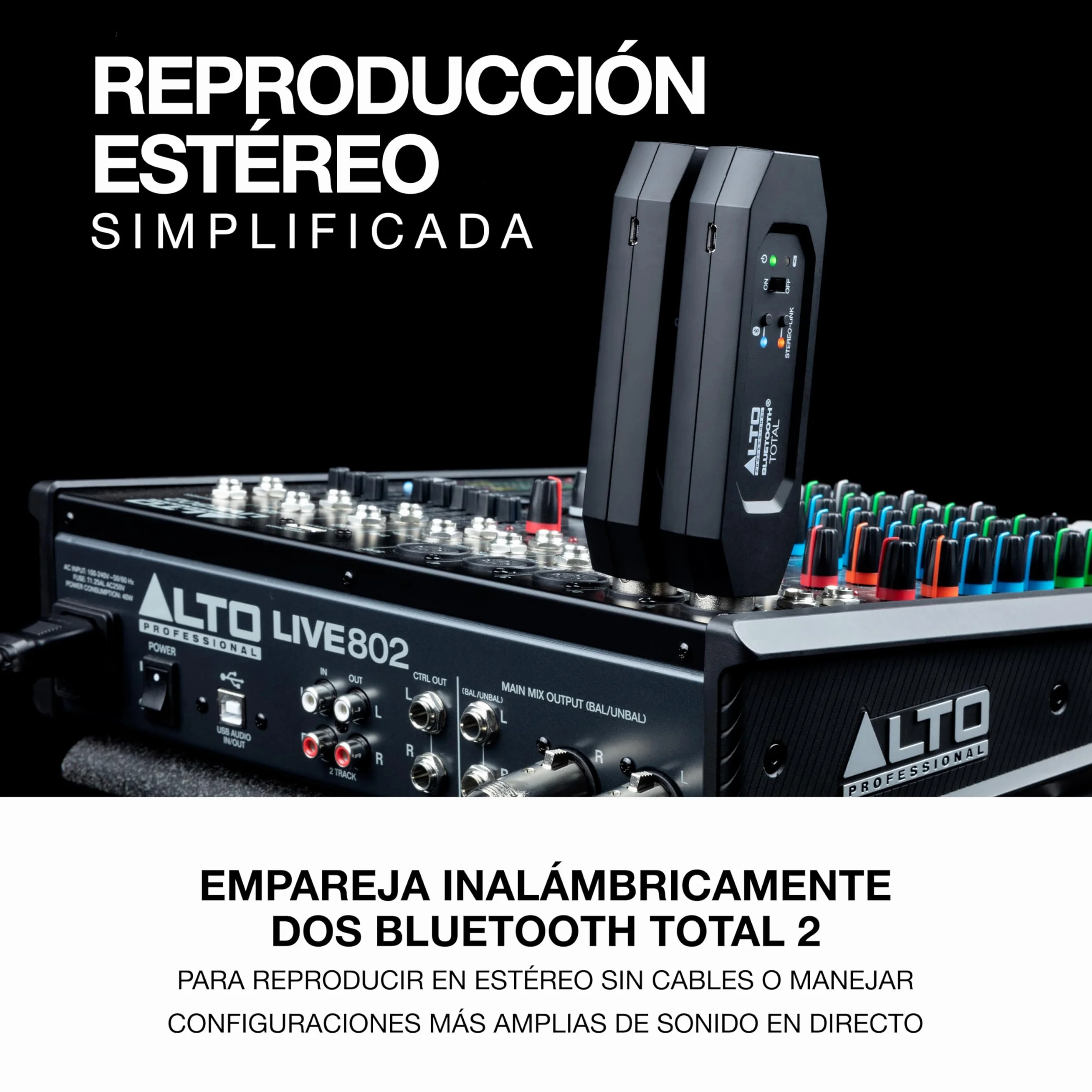 ALTO Bluetooth Total 2 Receptor Bluetooth Recargable con XLR para Mesa de Mezclas y Equipos de Sonido