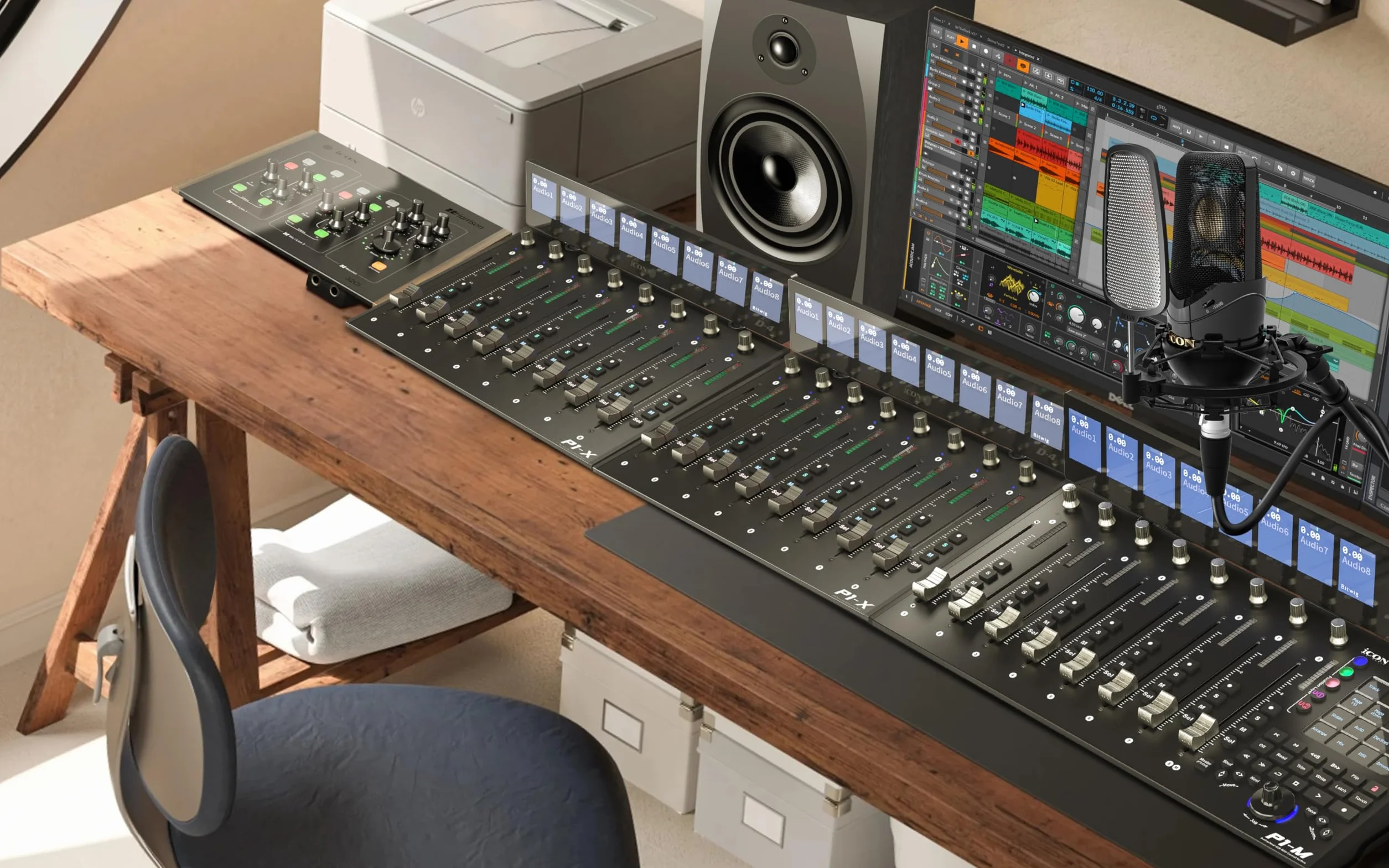 iCon Pro Audio P1-X/D4 USB MIDI DAW Controller Extension Display Bundle