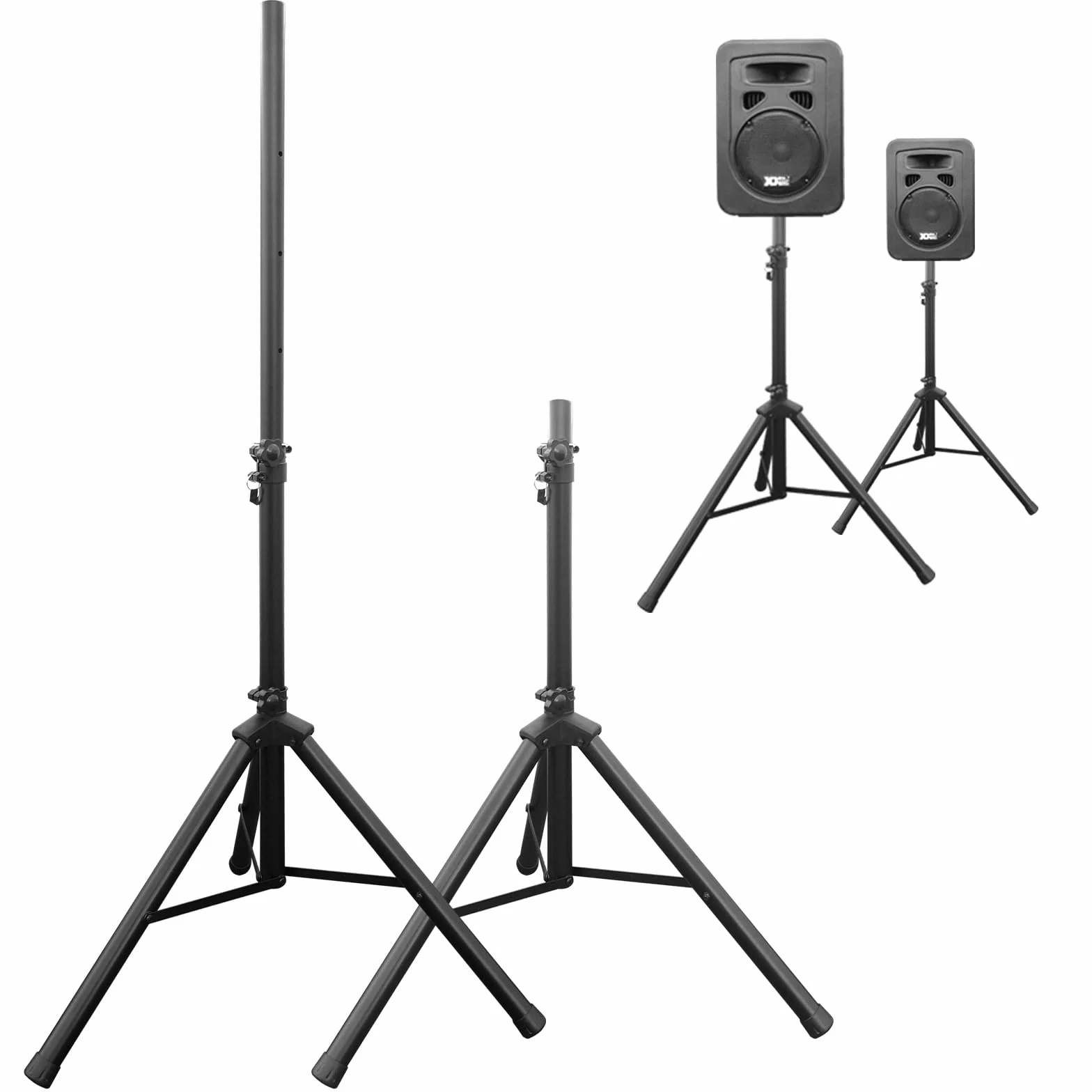 Drall 2 Pieza trípode del Soporte para Altavoces de Audio para PA, Disco, Evento en Vivo, Sala de ensayo, Sistema Vocal, Escenario, Regulable en Altura de 100 a 180 cm, hasta 60 kg DJ Modelo: BS3x2