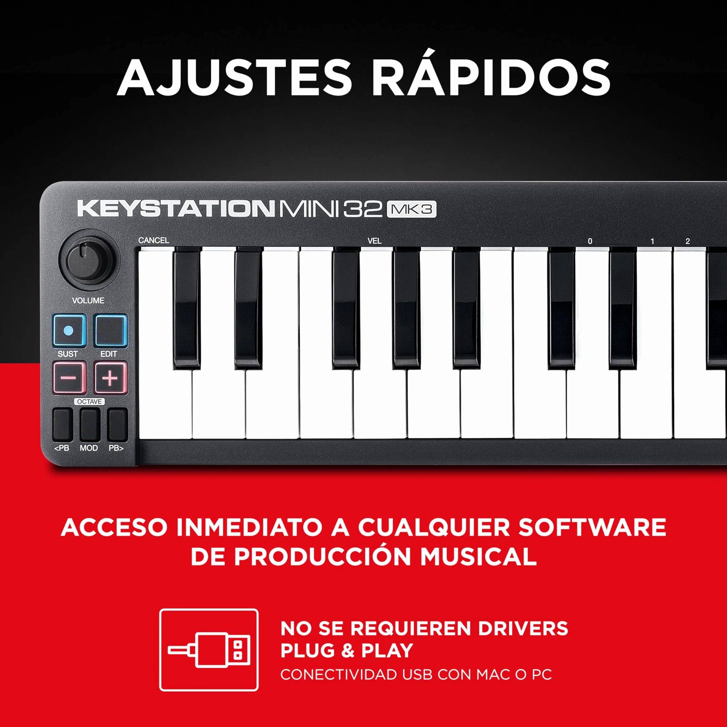 M-AUDIO Keystation Mini 32 MK3 Teclado Controlador MIDI USB de 32 Teclas, Ultra Portátil con Software Incluido