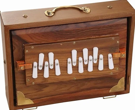 Caja Shruti, modelo profesional, madera de teca, escala C a C (C3 a C4), 30 x 22 x 8,5 cm, 2,5 kg, afinada a 440 Hz