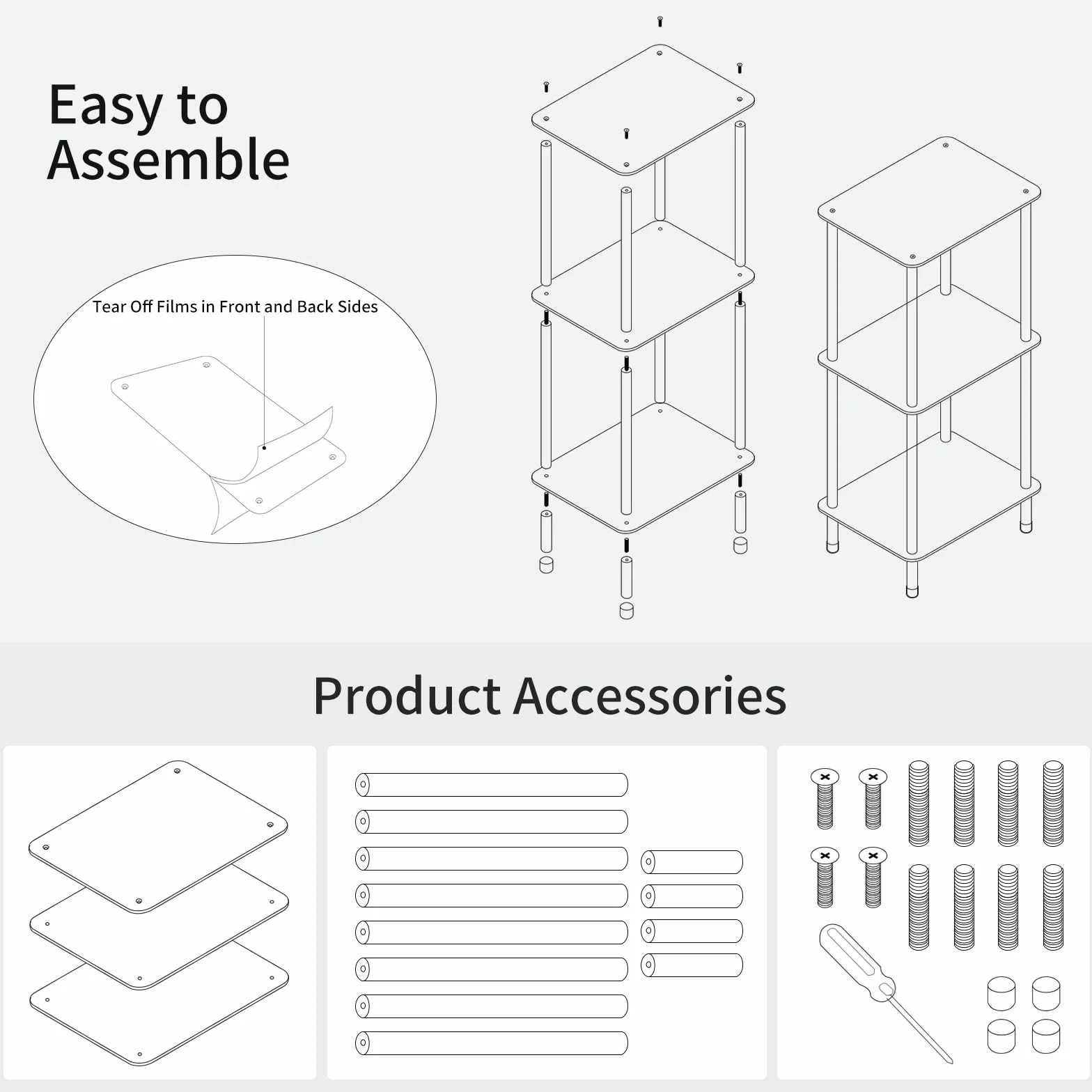 Soporte acrílico para tocadiscos, mesa giratoria transparente de 3 niveles con almacenamiento de discos de vinilo, 15.75 pulgadas de largo x 11.8 pulgadas de ancho x 30.7 pulgadas de alto, mesa