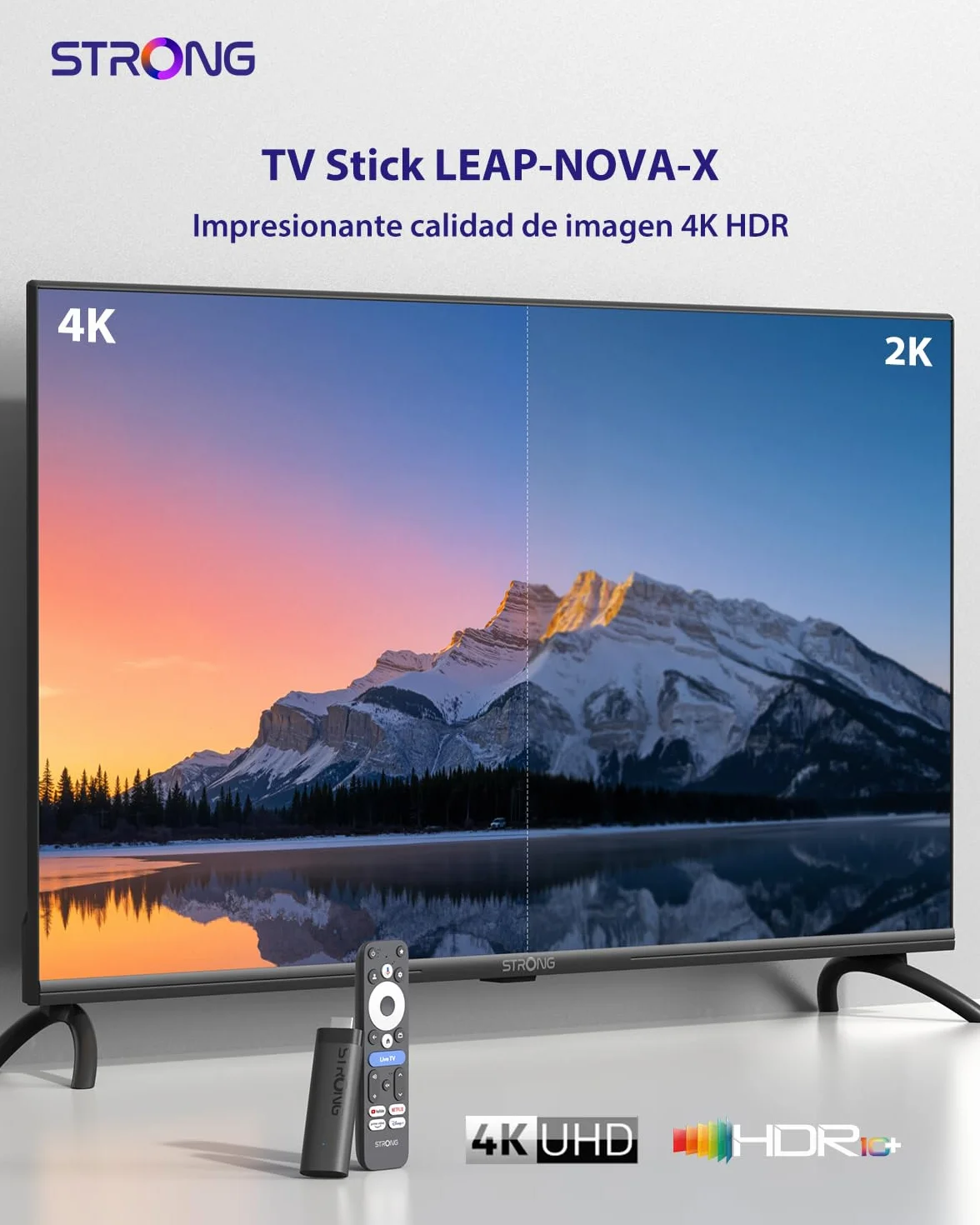 STRONG Leap-Nova-X TV Stick 4K UHD 2GB RAM 32GB Android 14 HDMI 2.1 Wi-Fi 6 Dolby Vision HDR10+