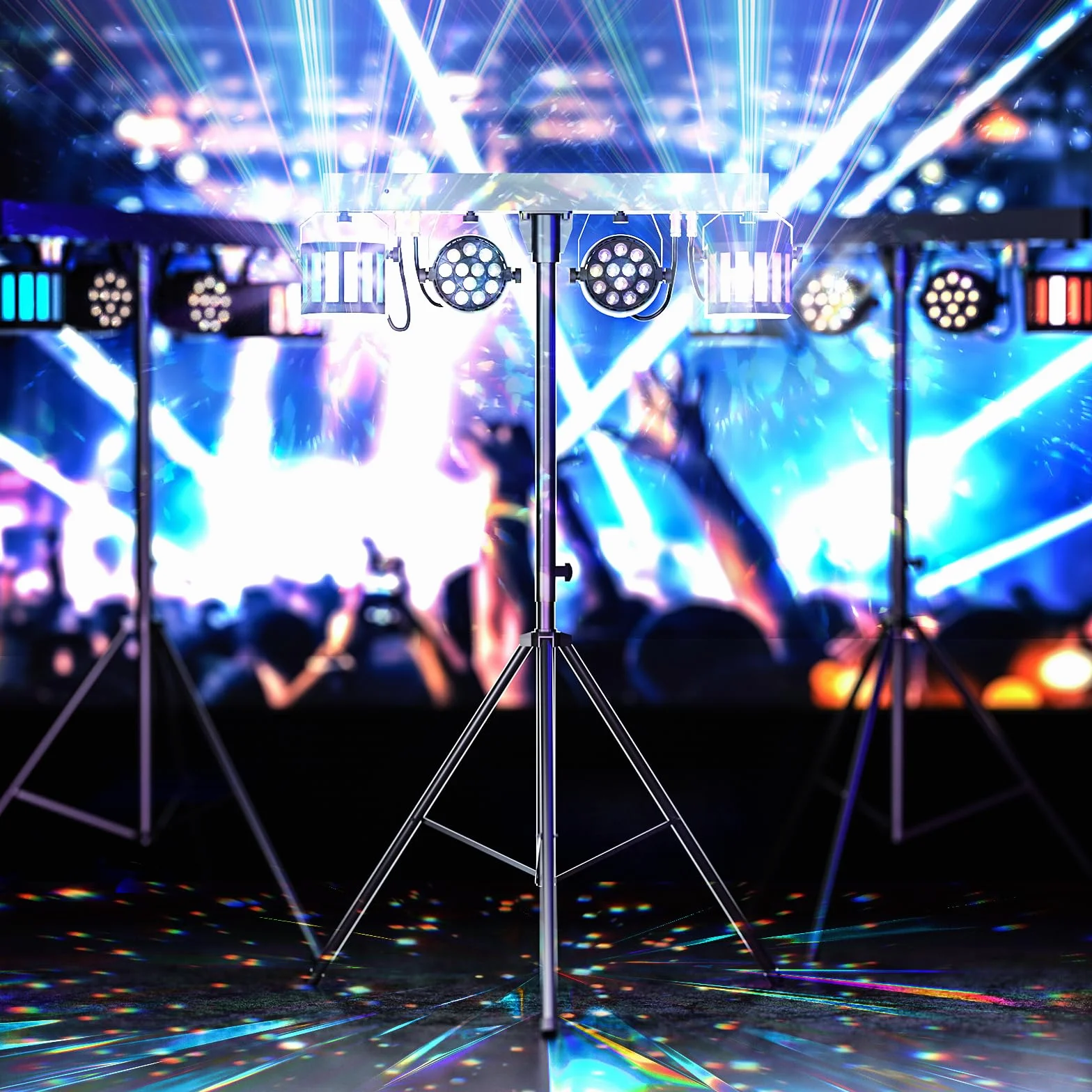 60 W Juego de luz escenario con soporte y control remoto, foco par LED Derby RGBW efecto estroboscópico luz de discoteca para fiesta, KTV, iglesia, concierto, boda, Halloween