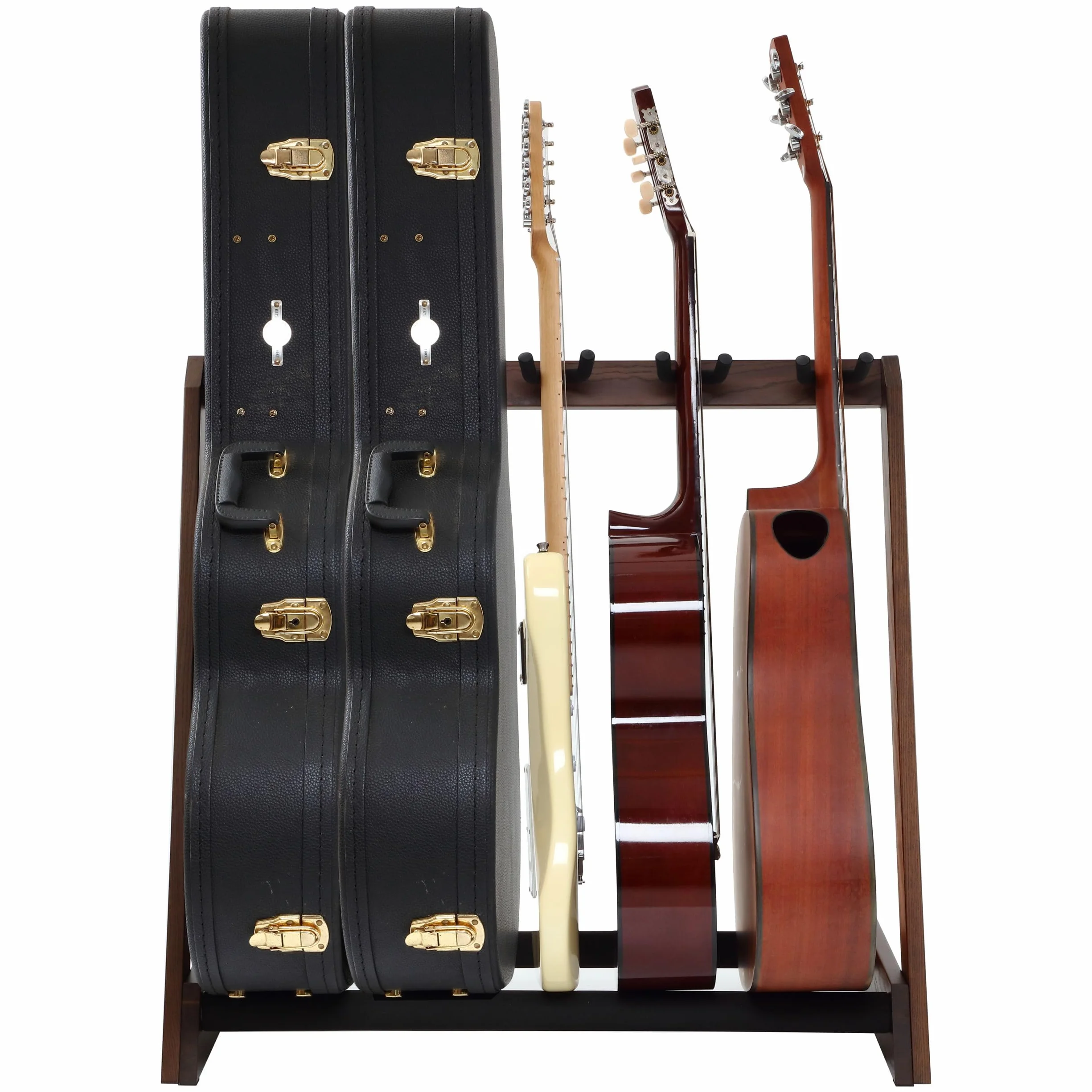 Nefelibata Soporte multiusos para guitarra, 5 soportes, soporte de madera para guitarras y fundas, guitarras eléctricas, acústicas, bajos, violonchelos, fresno alemán