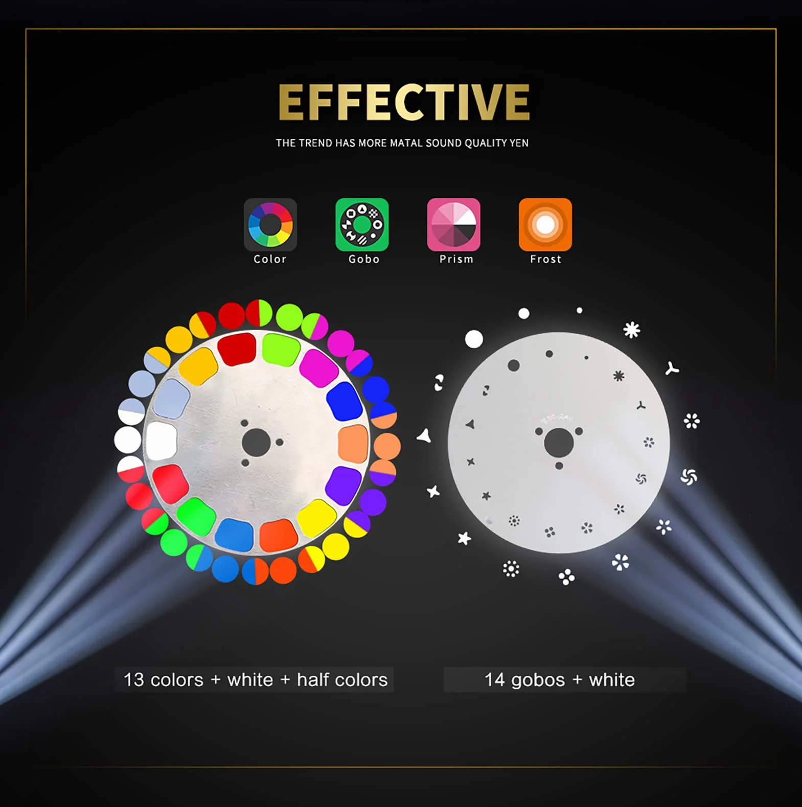 SHEHDS Bombilla de cabeza móvil para escenario, 230 W, 7R (8500 K), 14 Gobos, 14 colores, efecto de escenario, haz de luz, escarcha, arco iris, prisma de 8 caras, ángulo de haz de 1,2° ~ 30°, DMX512