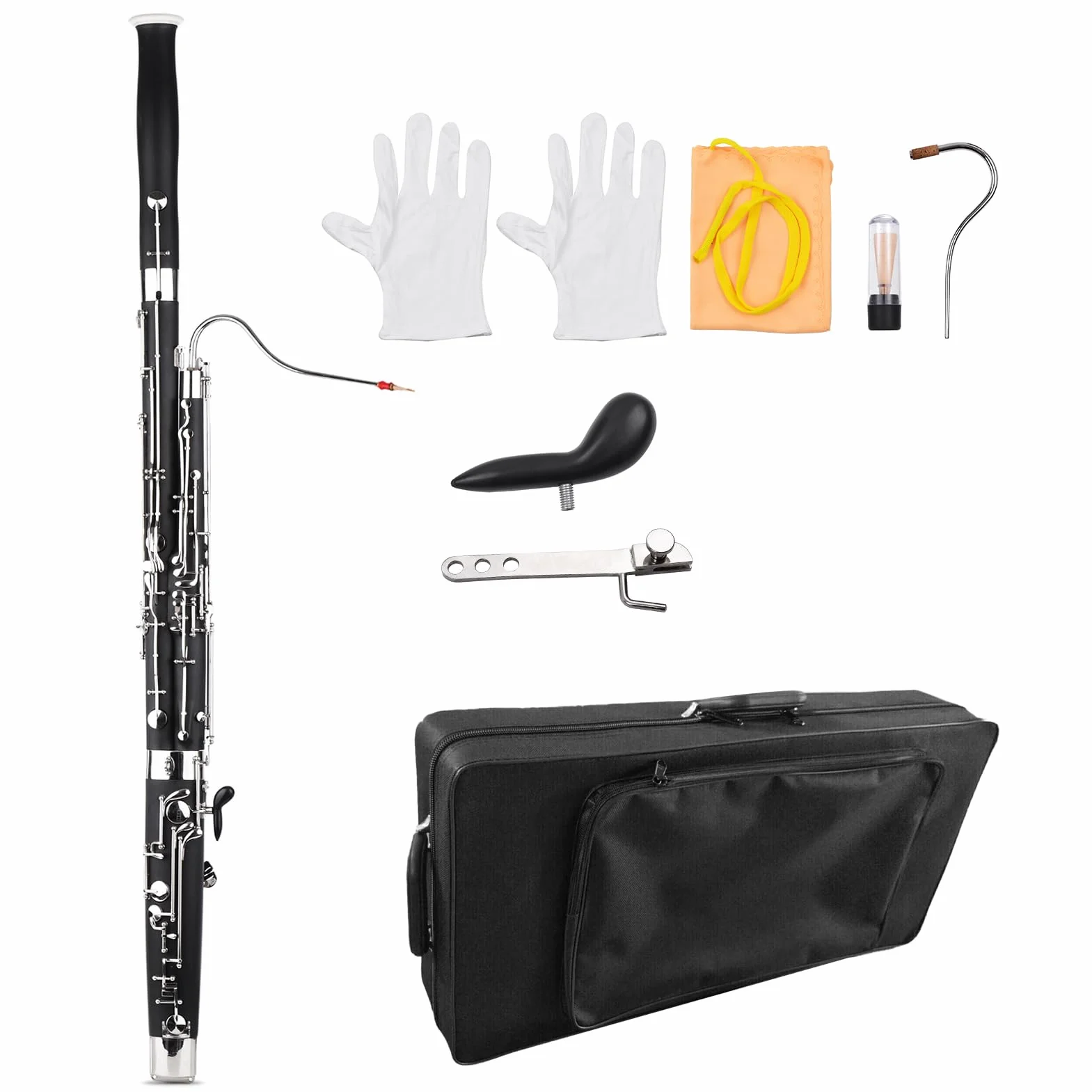 Jeffergarden Fagot de Madera Sintética C Key Woodwind Instrument con Accesorios de Carcasas de Transporte