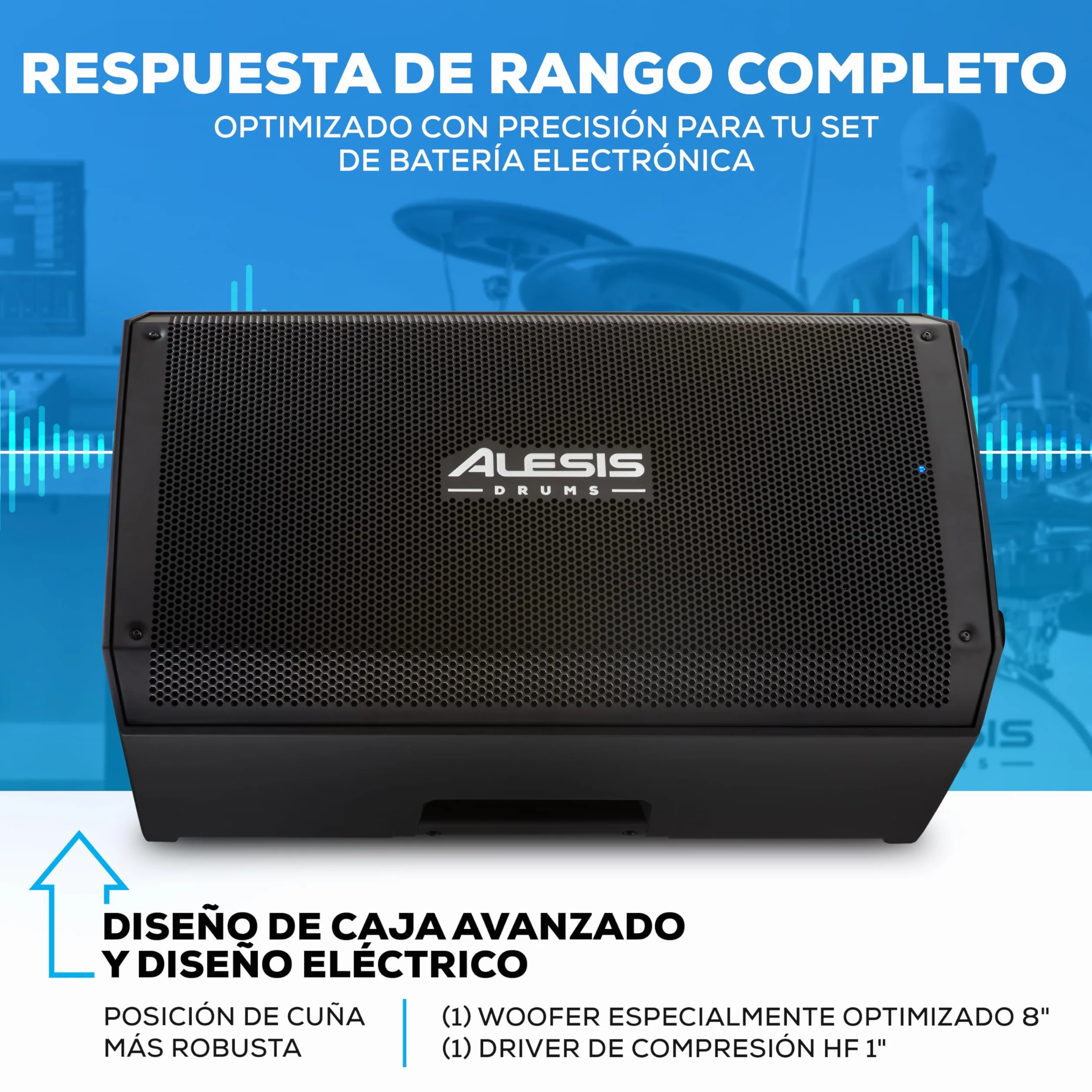 Alesis Strike Amp 12 MK2 - Altavoz Amplificador de 2500W para batería electrónica con Bluetooth, woofer 12", conmutador EQ HPF y conmutador Ground-Lift
