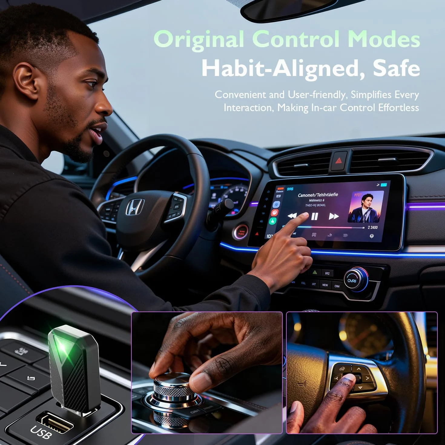 Adaptador inalámbrico CarPlay Mini dongle compatible coches 2016 iPhone iOS Negro