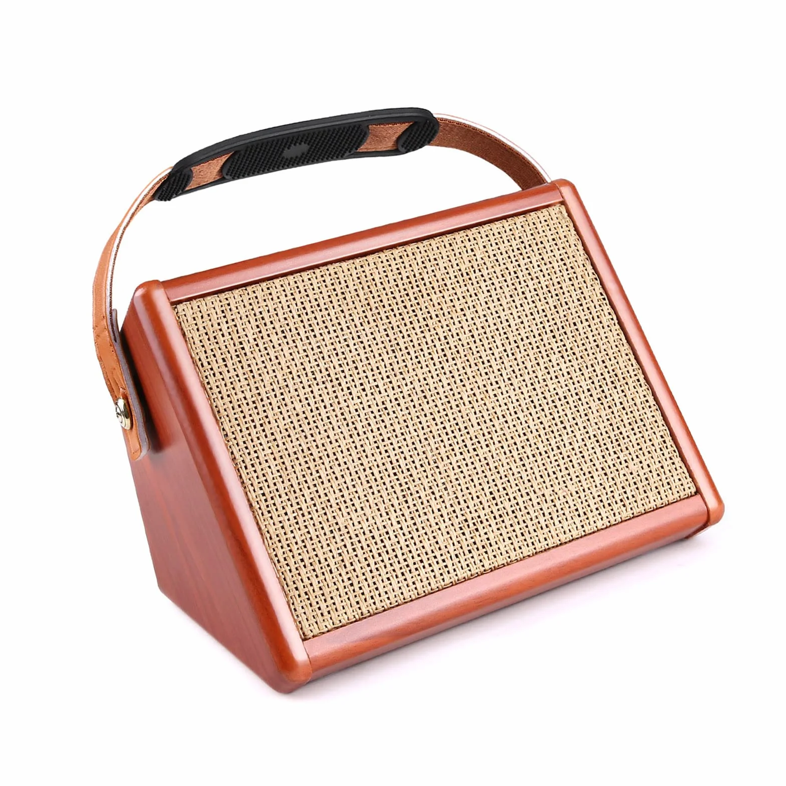 Amplificador de guitarra, AC-15 15 W, amplificador de guitarra acústica portátil, altavoz BT con entrada de micrófono, soporta volumen, graves, control de agudos, efecto de reverberación, batería