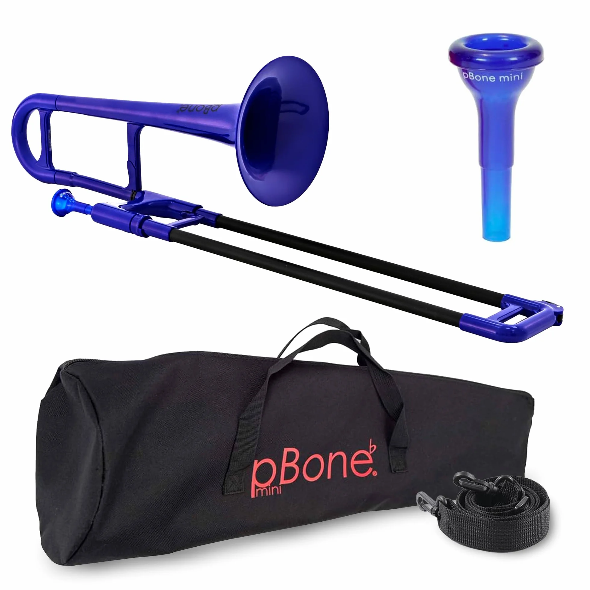 PBone 700639 - Trombón con boquilla y funda, color Azul
