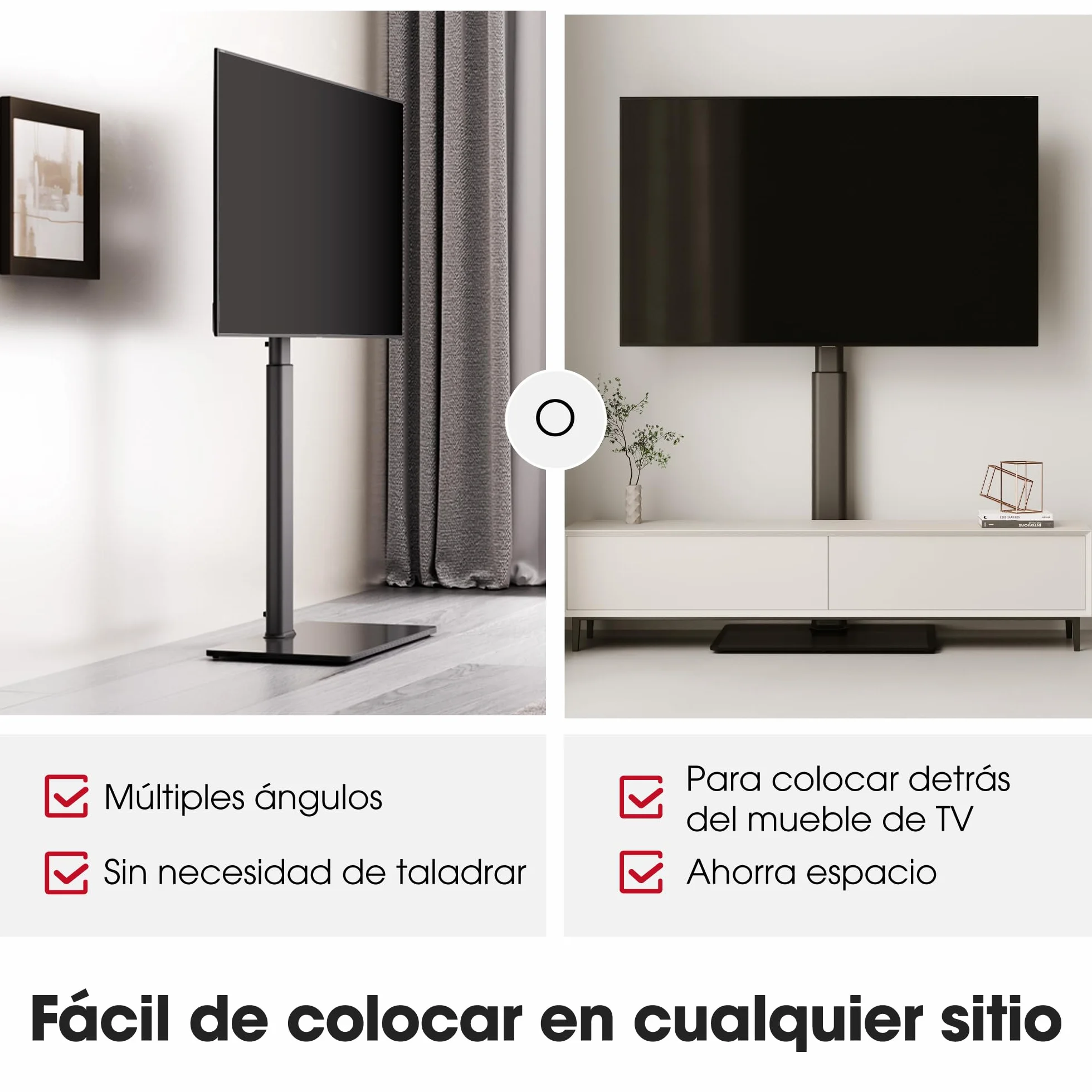 AOKCOS Soporte TV Inclinable 43-85 Pulgadas Giratorio Altura Ajustable VESA 600x400mm 50kg Negro