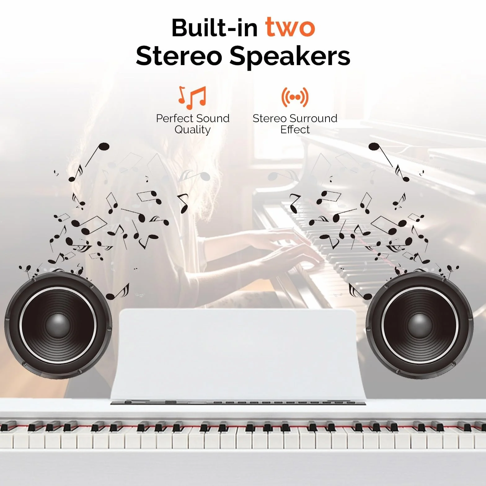 LEADZM Piano Digital de 88 Teclas, Teclado Contrapesado, Piano Eléctrico con MIDI USB, Audio Bluetooth y Altavoces Estéreo, 128 Tonos y Ritmos, Sistema de 3 Pedales (Blanco)