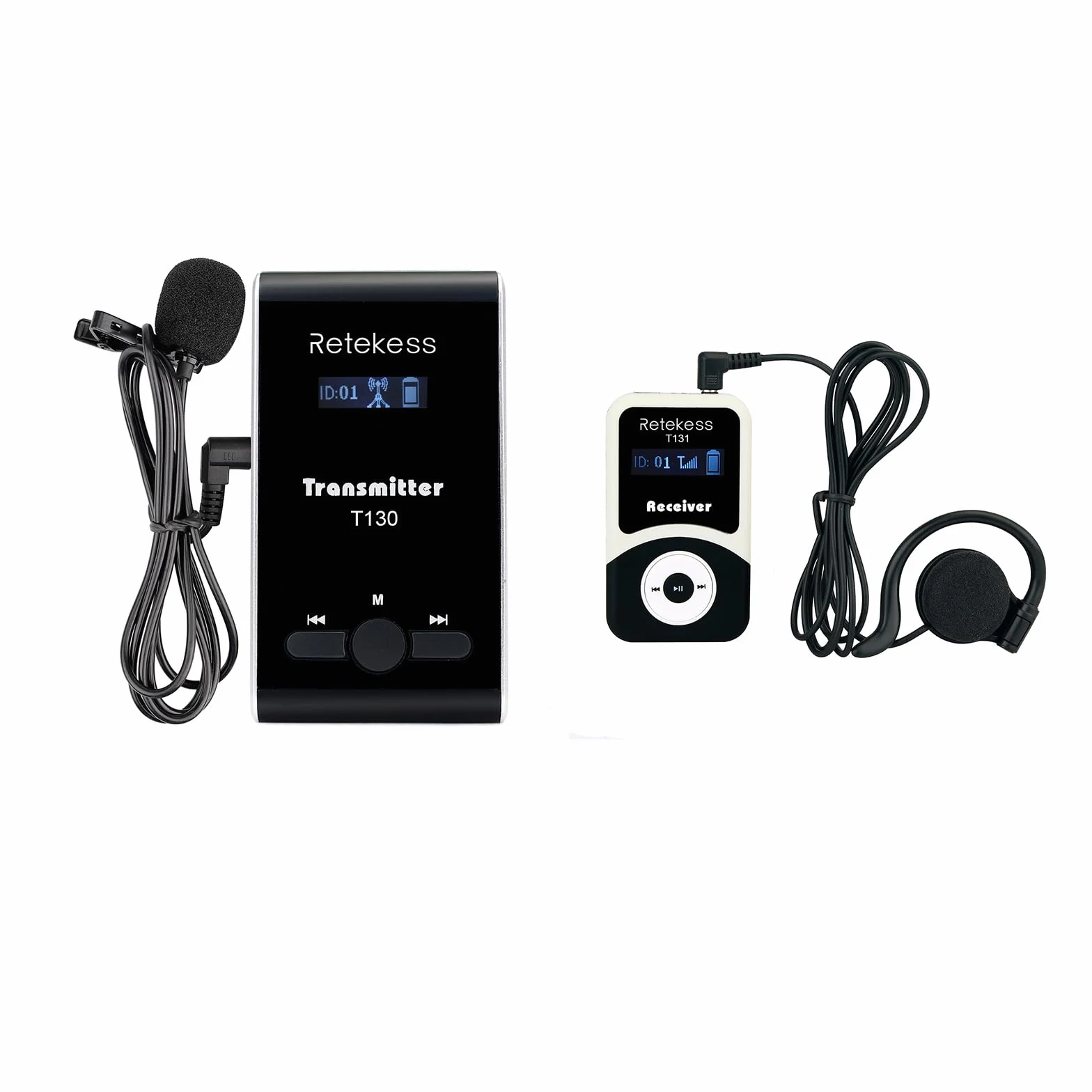 Retekess T130-T131 Sistema de Guía Turístico Inalámbrico, Sistema de Guía de Audio Whisper, 99 Canales, 60 m, Sistema de Audioguía de Entrenamiento Ecuestre, para Entrenamiento Ecuestre