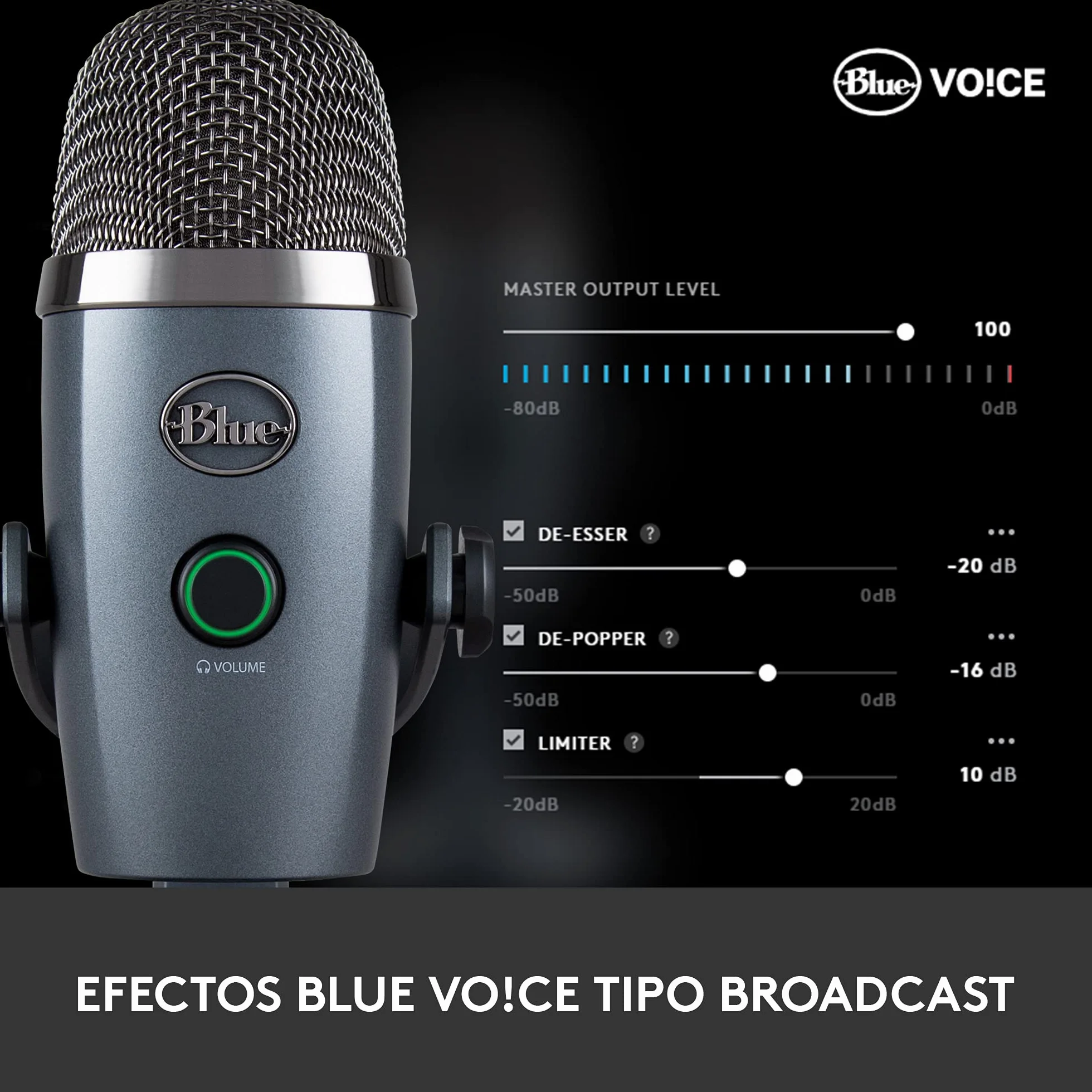 Logitech for Creator Blue Yeti Nano - Micrófono de condensador USB Premium, Grabación, Streaming, Gaming, Podcasting, PC, Mac, Efectos Blue VO!CE, Cardioide y Omnidireccional, Sin Latencia, Gris