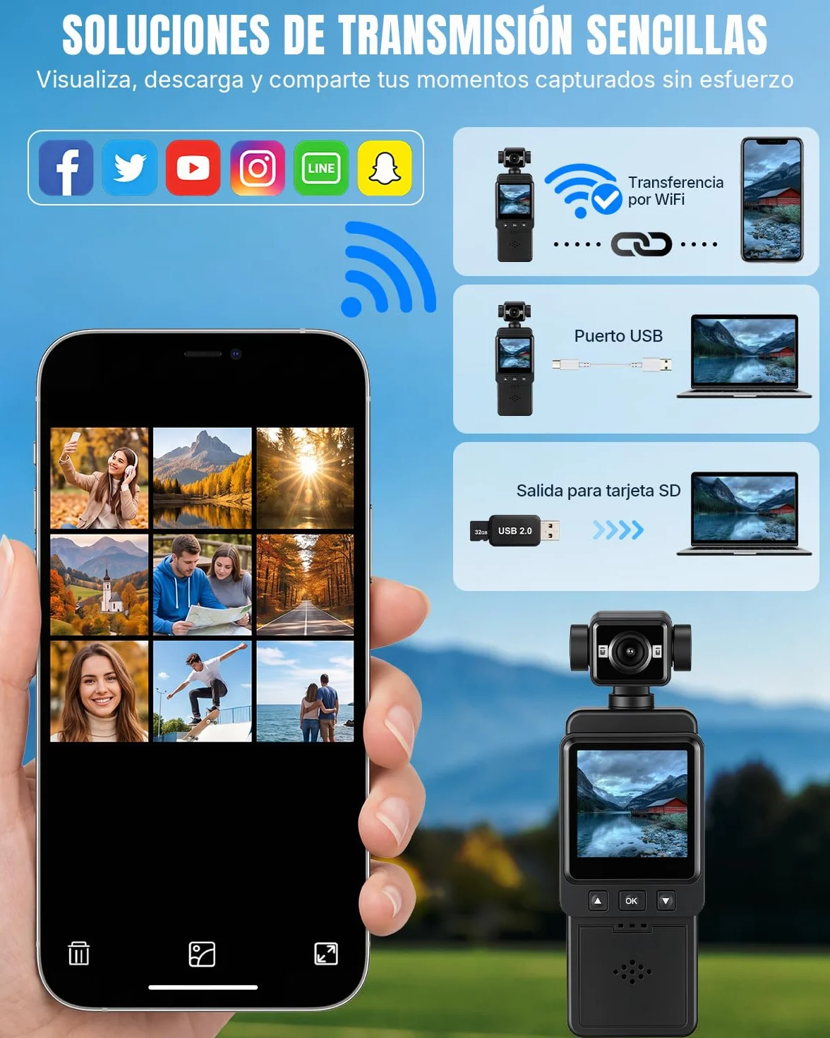 Cámara Deportiva 4K, Mini Body CAM con Camara Corporal Lente Giratoria de 270°， POV Videocámara por Vlog para Deportes, Viajes y Vlogging