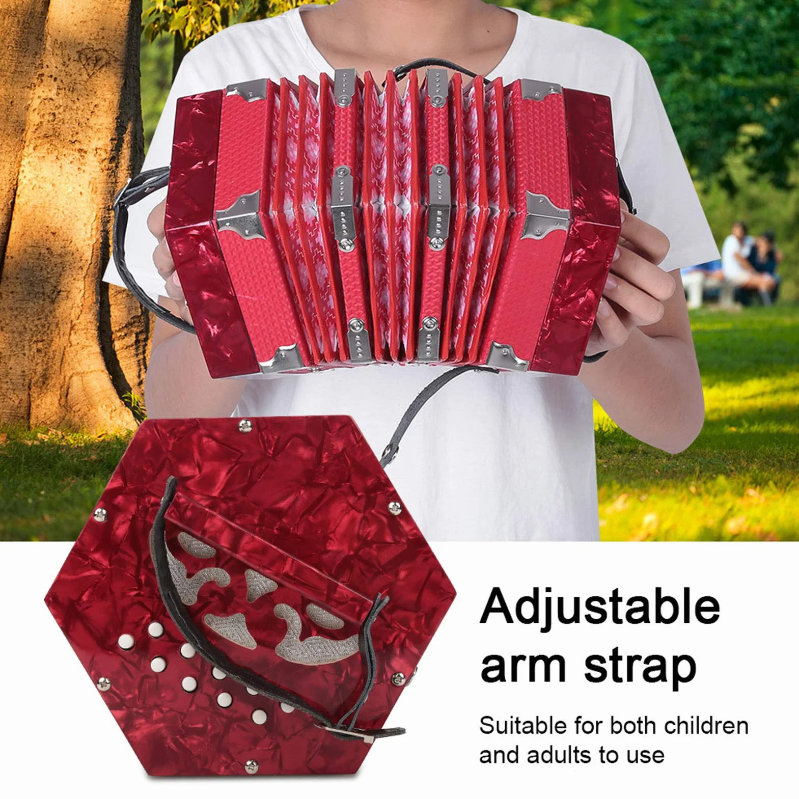 Fácil de aprender a tocar la concertina para el ejercicio de entrenamiento para la práctica del principiante(Red)