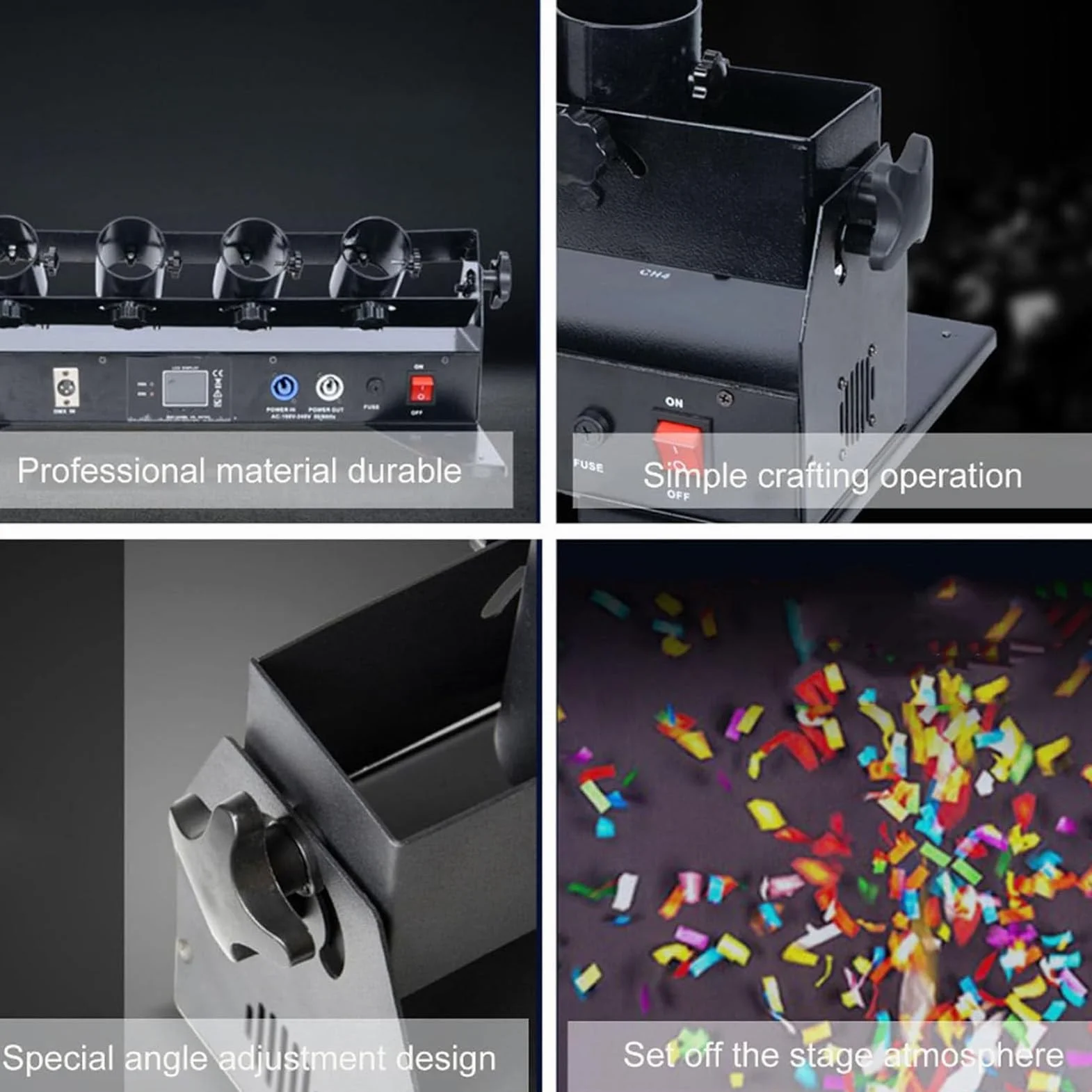 MáQuina De CañóN De Confeti Profesional De 150 W, Lanzador De Confeti EléCtrico, Tubos De Confeti Con Control Remoto InaláMbrico Para Eventos Especiales, Fiestas, Clubes, Bodas, Conciertos