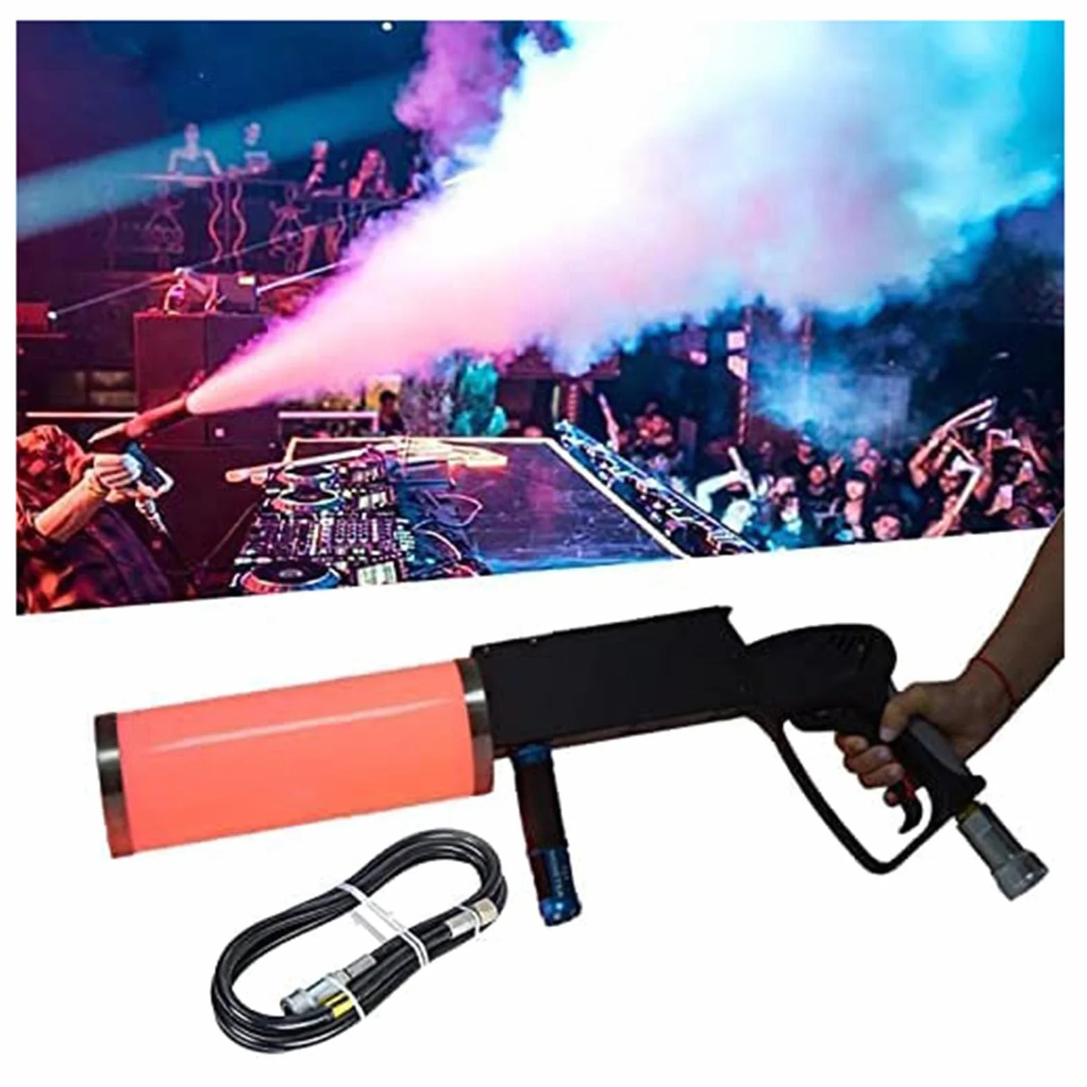 SenhE Pistola de CO2 LED de Mano, Máquina de Humo de CO2, Pistola de CO2, Efectos de DJ, Nebulizador, Pistola de Humo para Discoteca, DJ, Club, Fiesta en Vivo, Color: LED