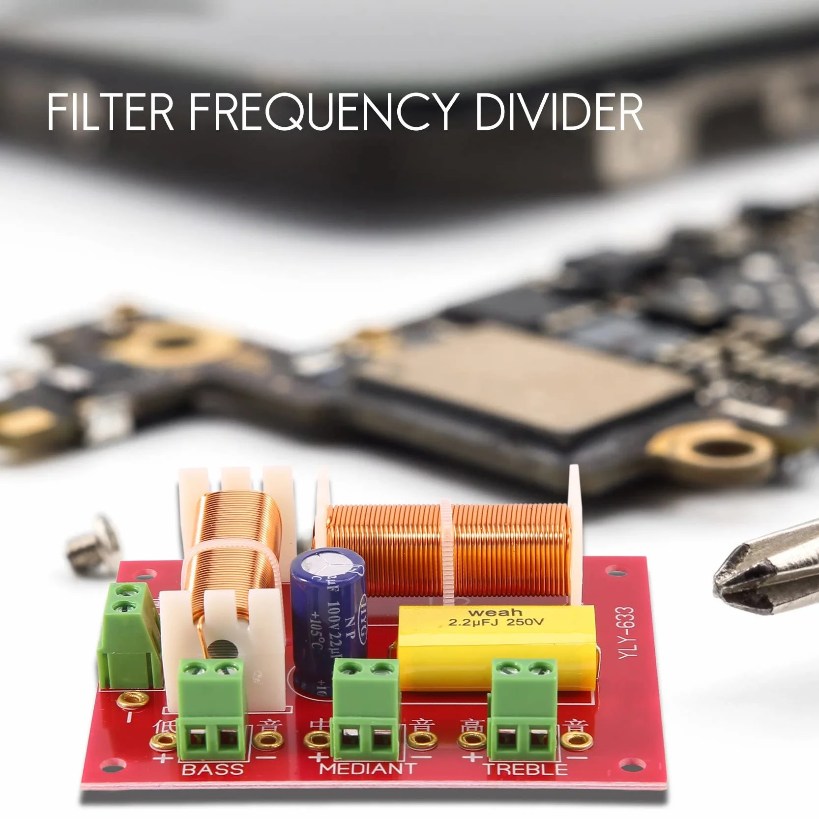 Crossover de Audio 3 Vías 200 W Filtro de Frecuencia Divisor