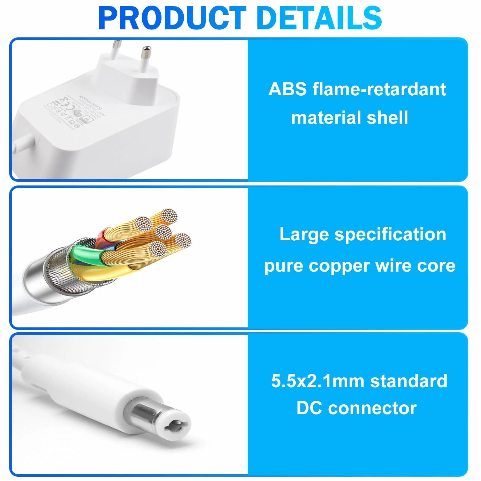 12V 2A Fuente de Alimentación Universal 24W AC/DC Adaptador de Corriente 100-240v 50/60hz Transformador 2000mA para Tiras Strisce LED, Cámaras CCTV Altavoces, Router 5,5x2,5mm Blanco