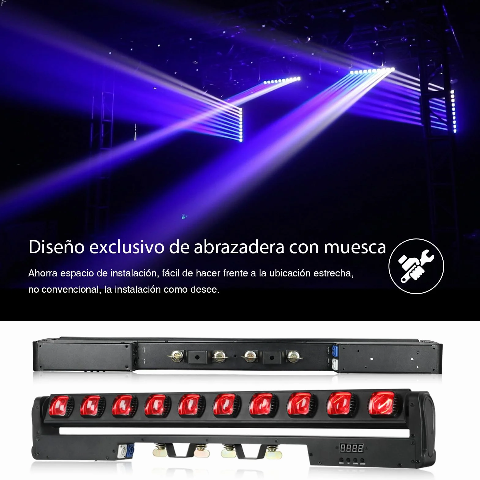 BETOPPER 10x15W RGBW LED Cabeza Movil Haz Wallwasher Luz, Luz de Escenario Efectos de Iluminación Estroboscopica para DJ, Bar, Fiesta, Teatro,Halloween, Navidad,Discoteca, Boda (1)