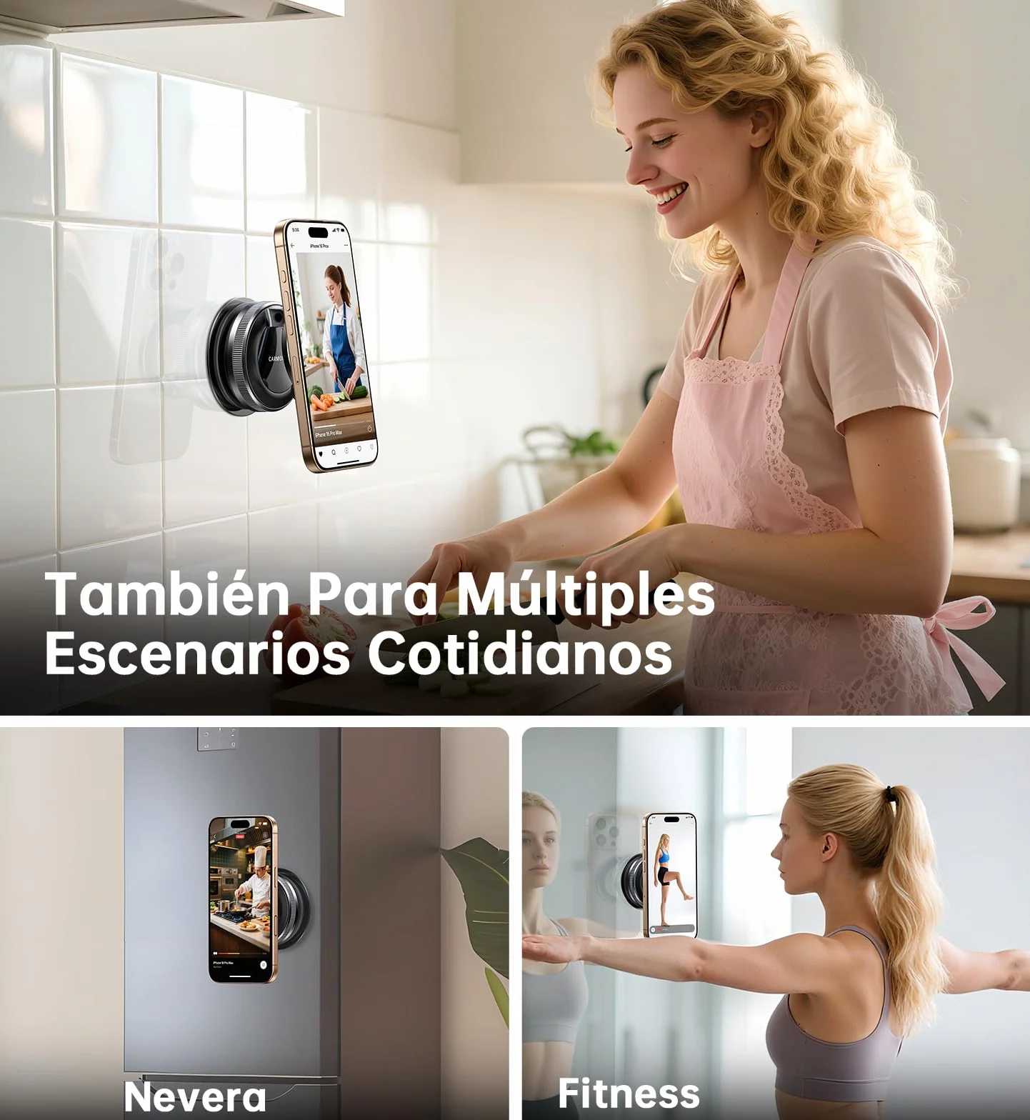 Coolpow Soporte Móvil Coche Magsafe 360° Ajustable Magnético Ventosa Potente para iPhone 17 16