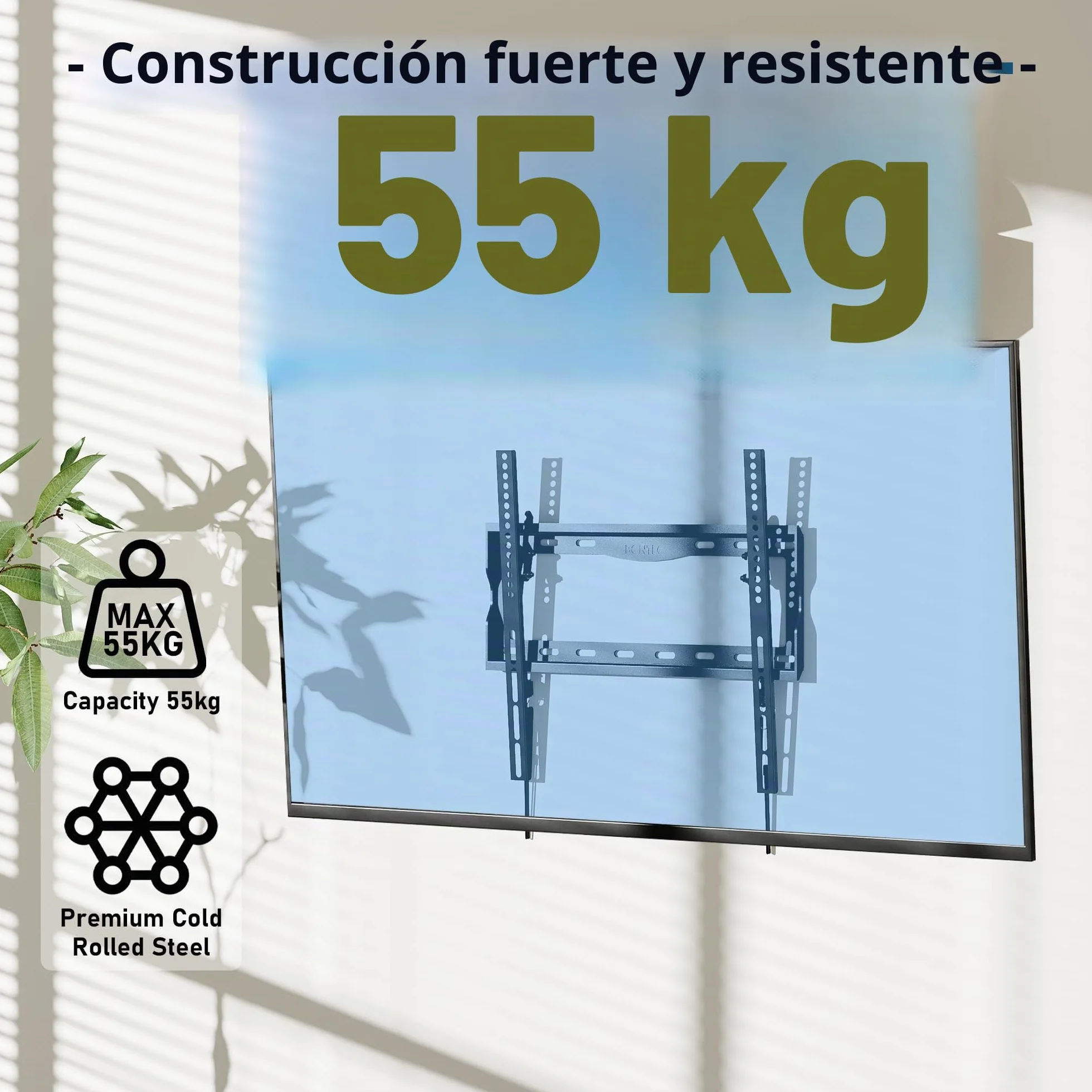 BONTEC Soporte TV Pared 26-65 Pulgadas, Inclinación, LCD LED OLED, hasta 55 kg, VESA 400x400 mm