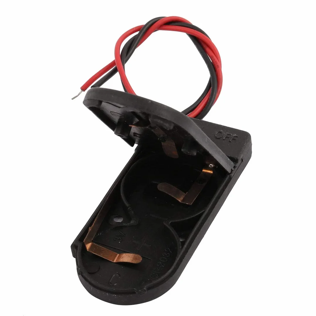 sourcing map 2x3V Caja plástico Pila botón Pila botón Soporte Caso w Interruptor 2pcs