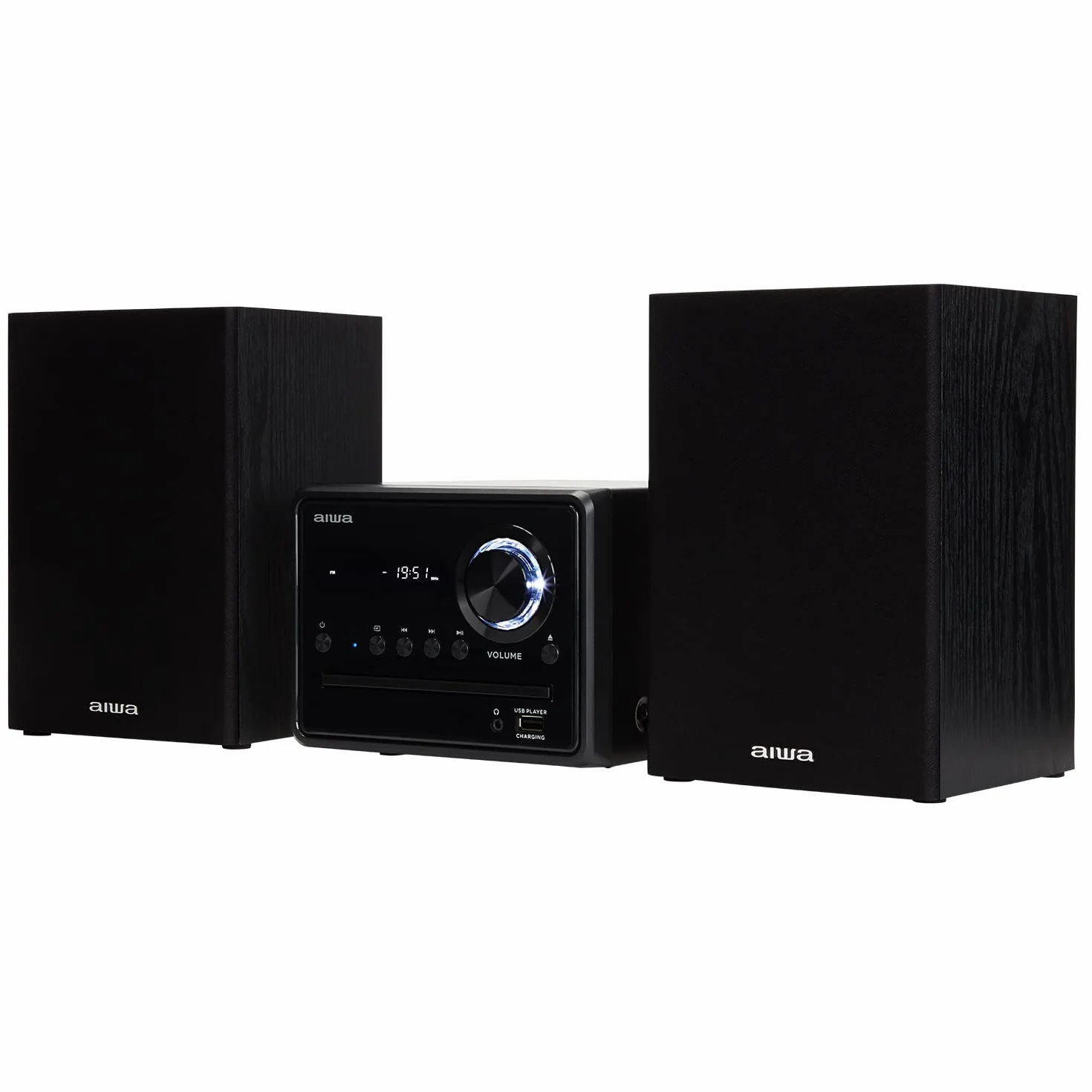 AIWA MSBTU-300MKII Microcadena HiFi Bluetooth 20W RMS, Equipo de Música con CD MP3, USB, Radio FM, Entrada Óptica, AUX RCA, Salida Auriculares, Mando a Distancia, Negro
