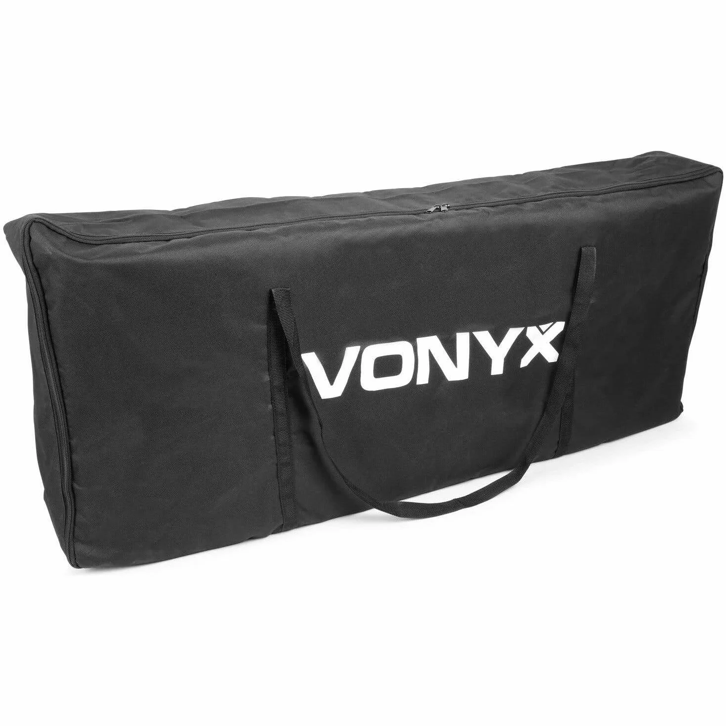 Vonyx DB2 Pantalla DJ Profesional - 4 Paneles Plegables de 70x120 cm, Incluye Paños de Lycra Blancos y Bolsa de Transporte, Acero Negro, Diseño Compacto para DJs Móviles y Eventos