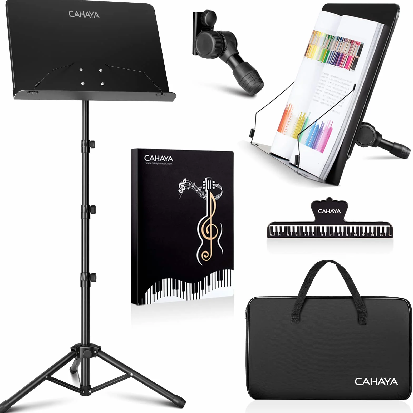 CAHAYA Atril De Altura Para Partituras De Metal Portátil Con Bolsa De Transporte, Carpeta Para Partituras, Soporte Para Proyector, Soporte Para Podio Portátil, Hasta 170 cm, CY0304