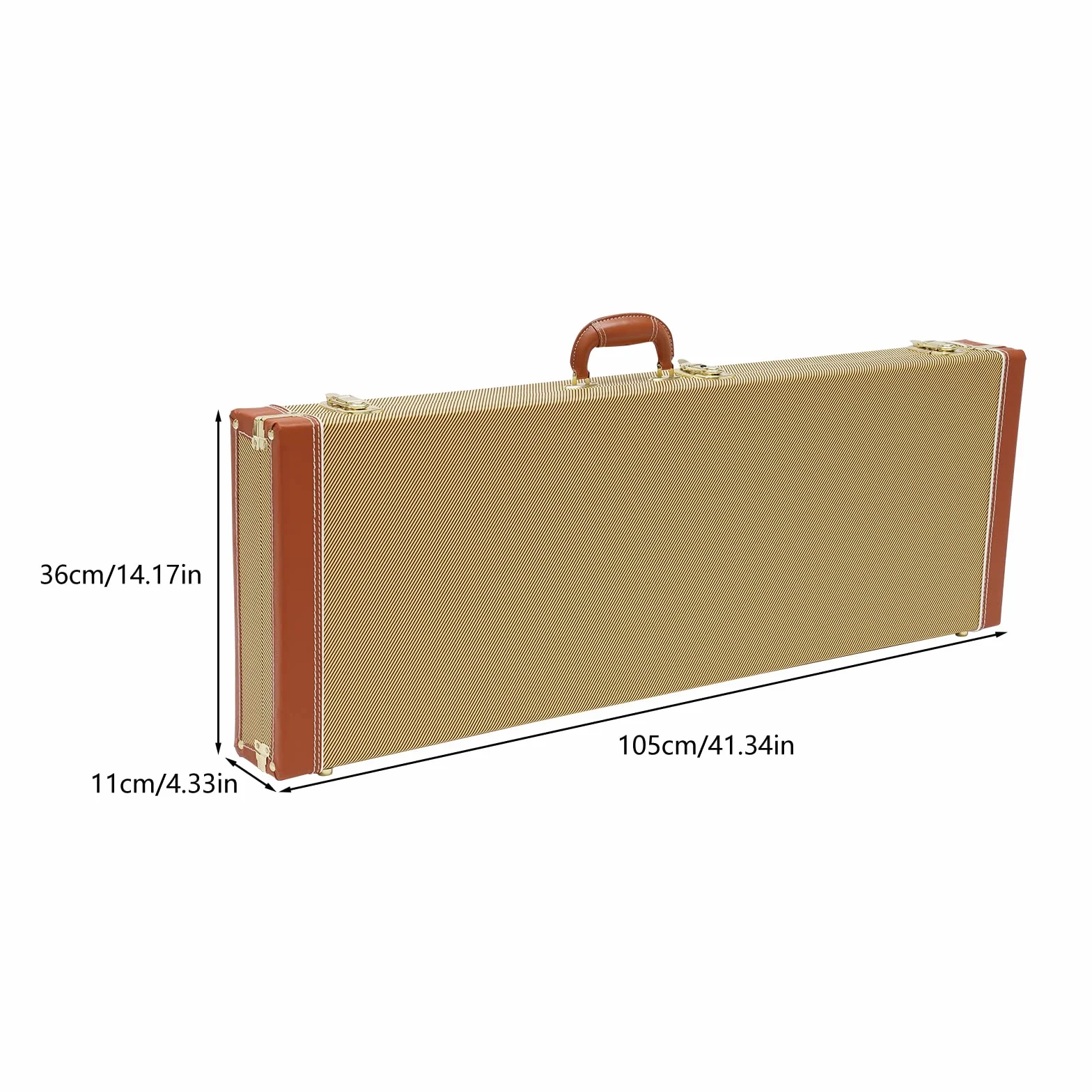 Maletín rígido para guitarra eléctrica, funda rígida para guitarra eléctrica, funda de guitarra cuadrada portátil, carcasa rígida para guitarras eléctricas estándar, negro/amarillo, 105 x