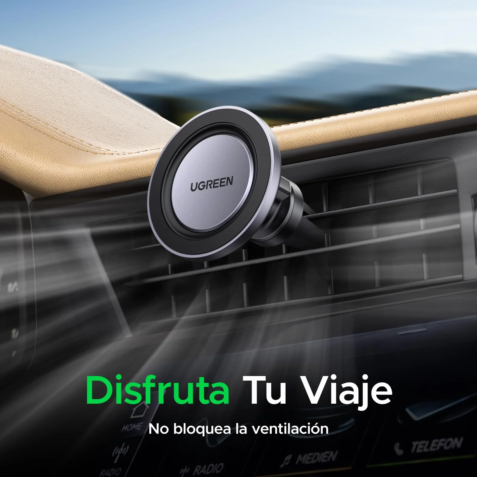 UGREEN Soporte Móvil Coche Magsafe, Suporte Magnético, Clip Rejilla Ventilación, iPhone 17 Pro MAX Air/16/15/14, Galaxy S25/S24, Google Pixel 10/9/8