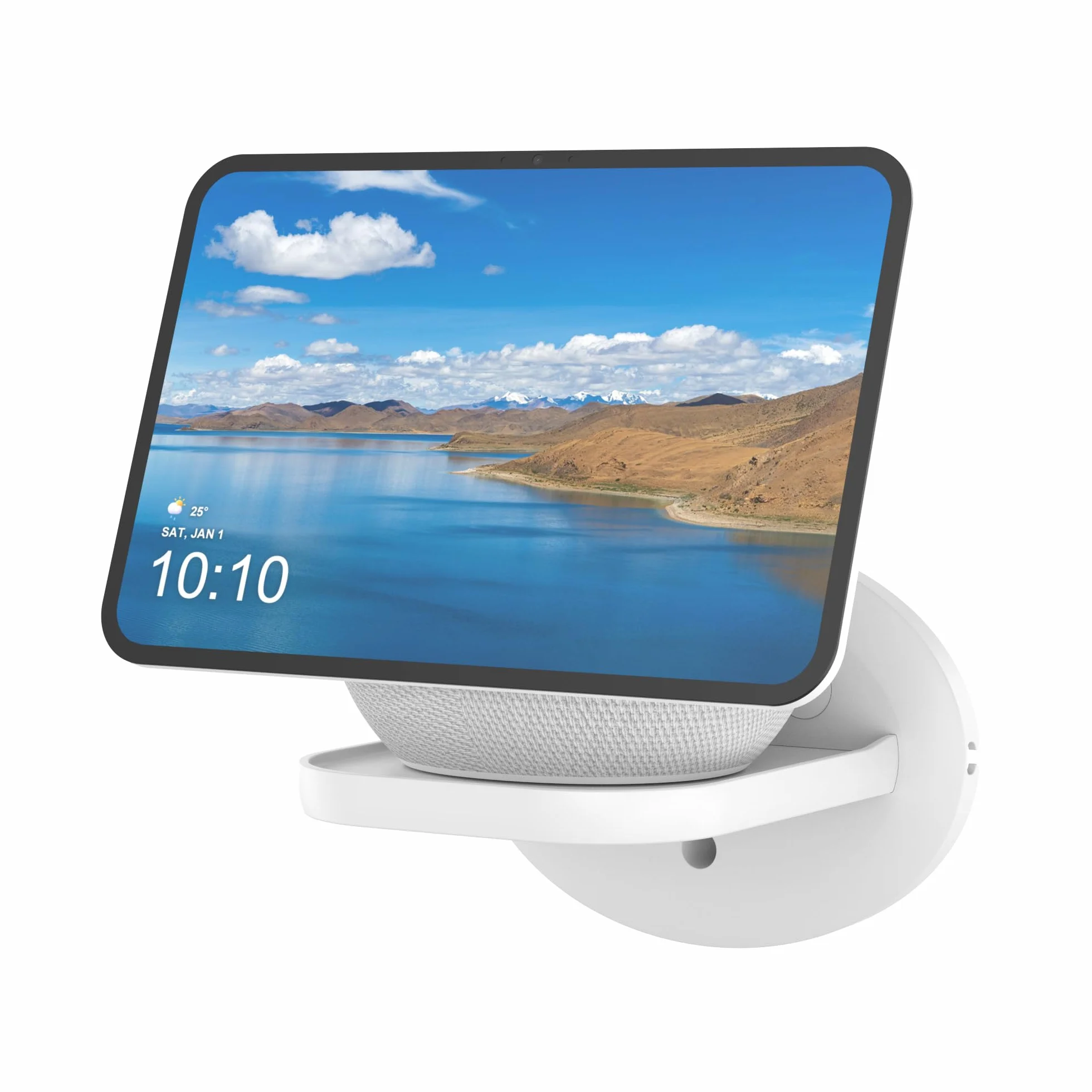 PlusAcc Soporte de Pared para Show 8 (última generación 2025) & Show 11 y Nest WiFi - Solución Que Ahorra Espacio para Todos los Altavoces de hasta 7 kg (Blanco, Lote de 1)