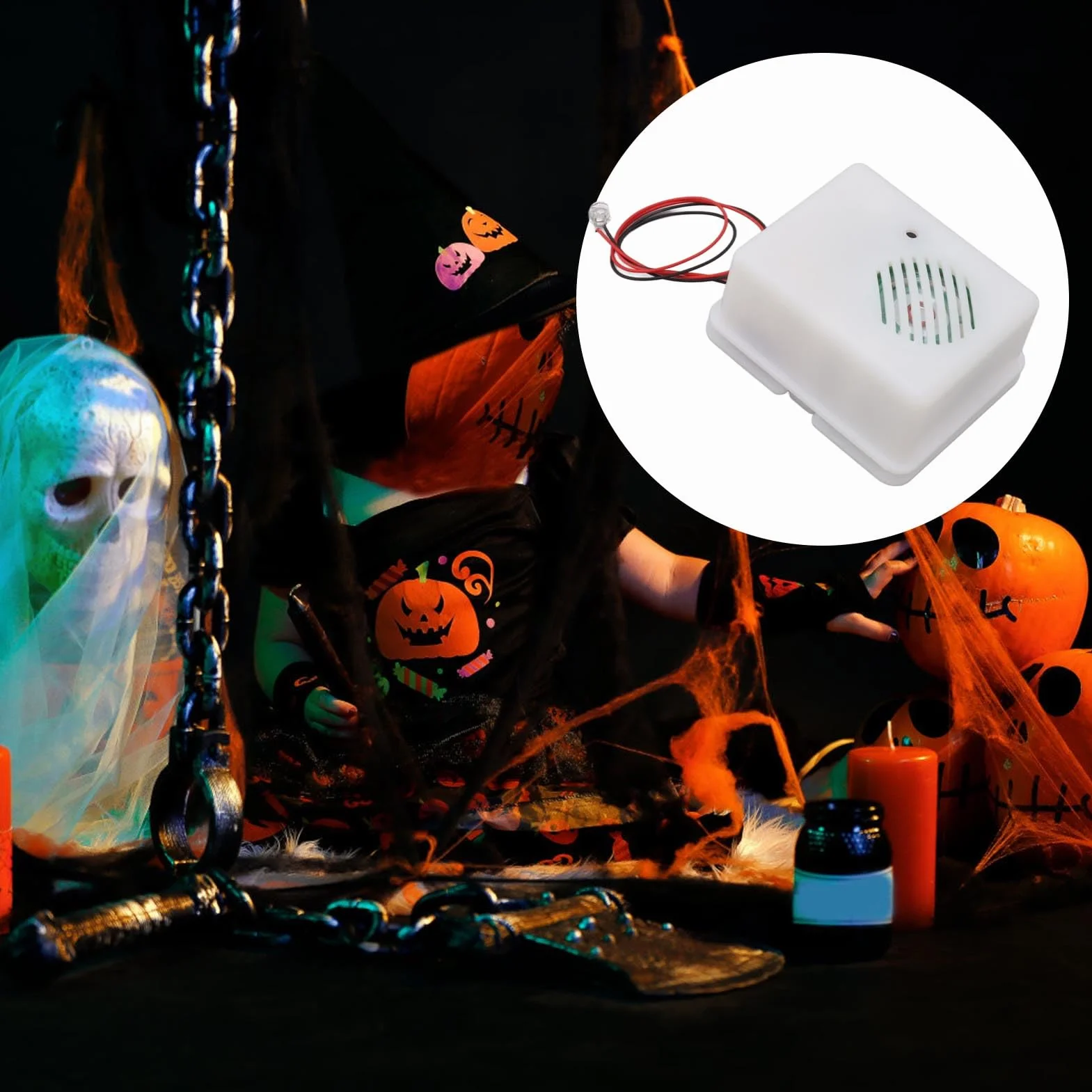 Altavoz con Reproductor de Sonido de Halloween, Altavoz con Reproductor de Sonido Aterrador para Decoración de Halloween, Fiesta Temática