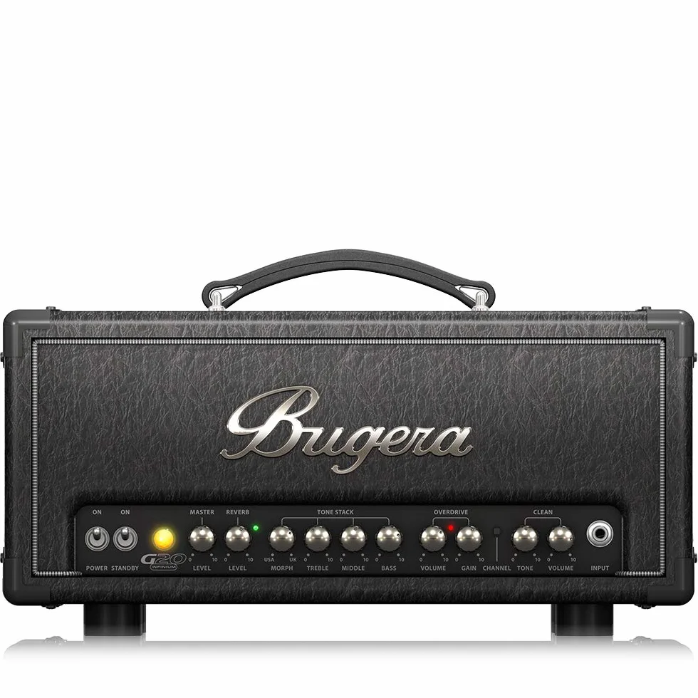 Cabezal amplificador de válvulas Bugera G20 INFINIUM de 20 vatios Clase A con multiplicador de vida útil de válvulas INFINIUM, ecualizador MORPH y reverberación