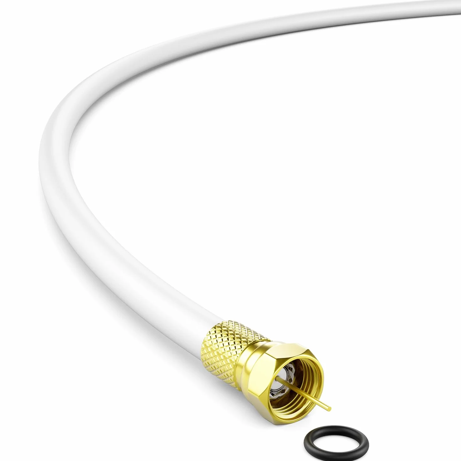 deleyCON Cable Coaxial SAT 130dB 4 Capas 30m DVB-S+S2 DVB-T DVB-C 4K HDTV 10 Conectores F Dorados