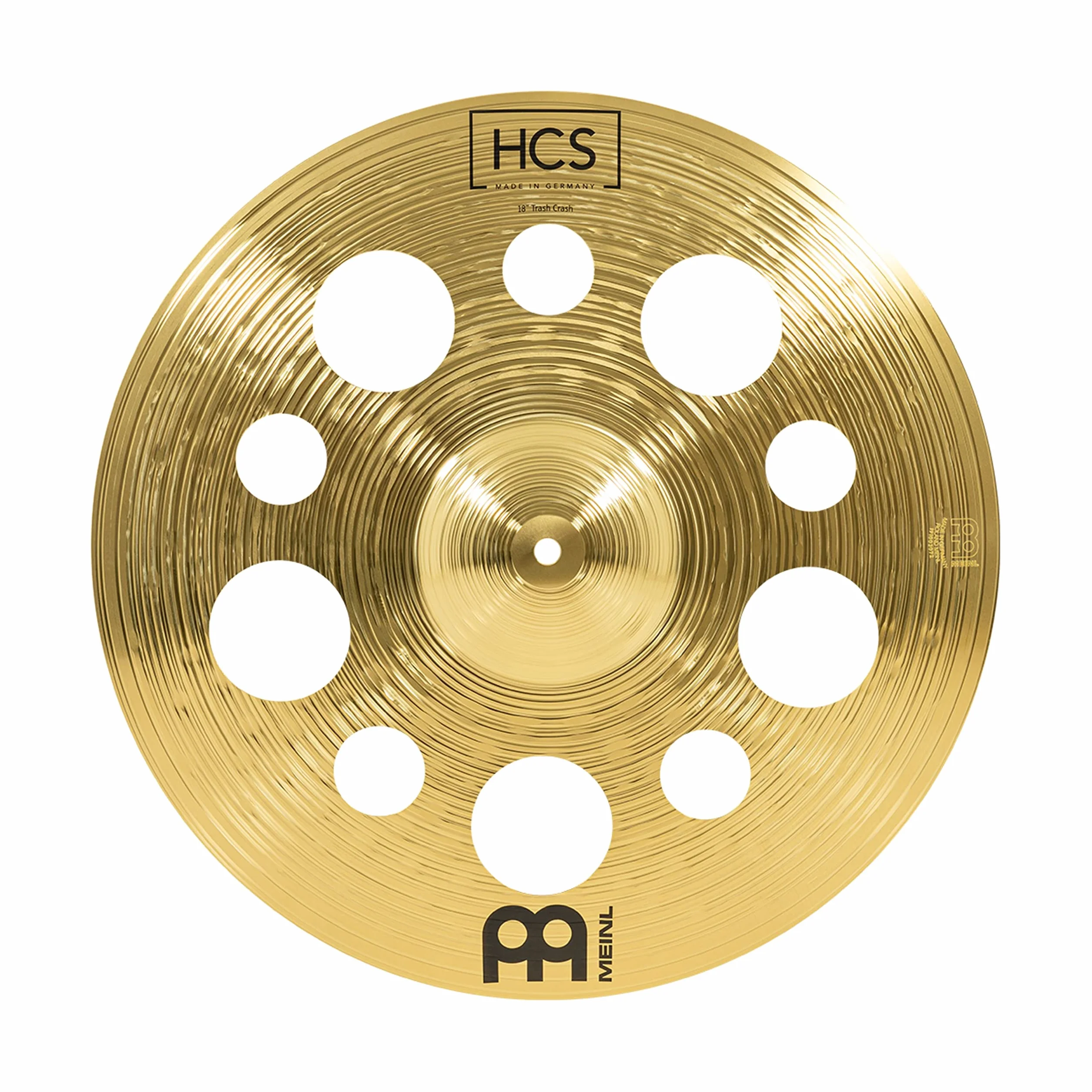 Meinl Cymbals HCS Plato Trash Crash de 18 pulgadas (45,72cm) con Agujeros – Platillos de Batería – Latón, Acabado Tradicional (HCS18TRC)