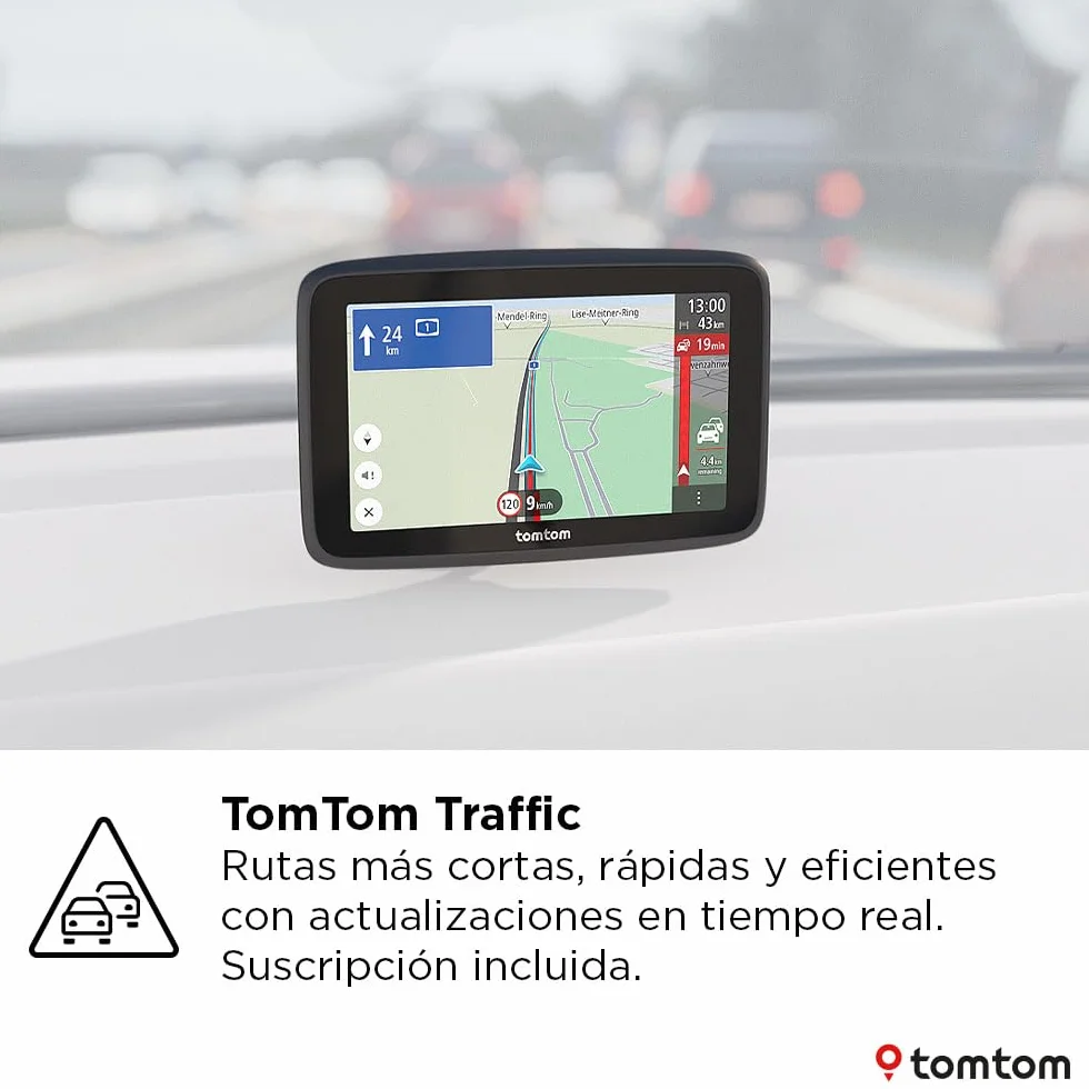 TomTom GPS Coche GO Advanced (6", con información de tráfico y Alerta de radares, actualizaciones de mapas del Mundo por Wi-Fi, indicación de carriles en Movimiento y Soporte Reversible Integrado)