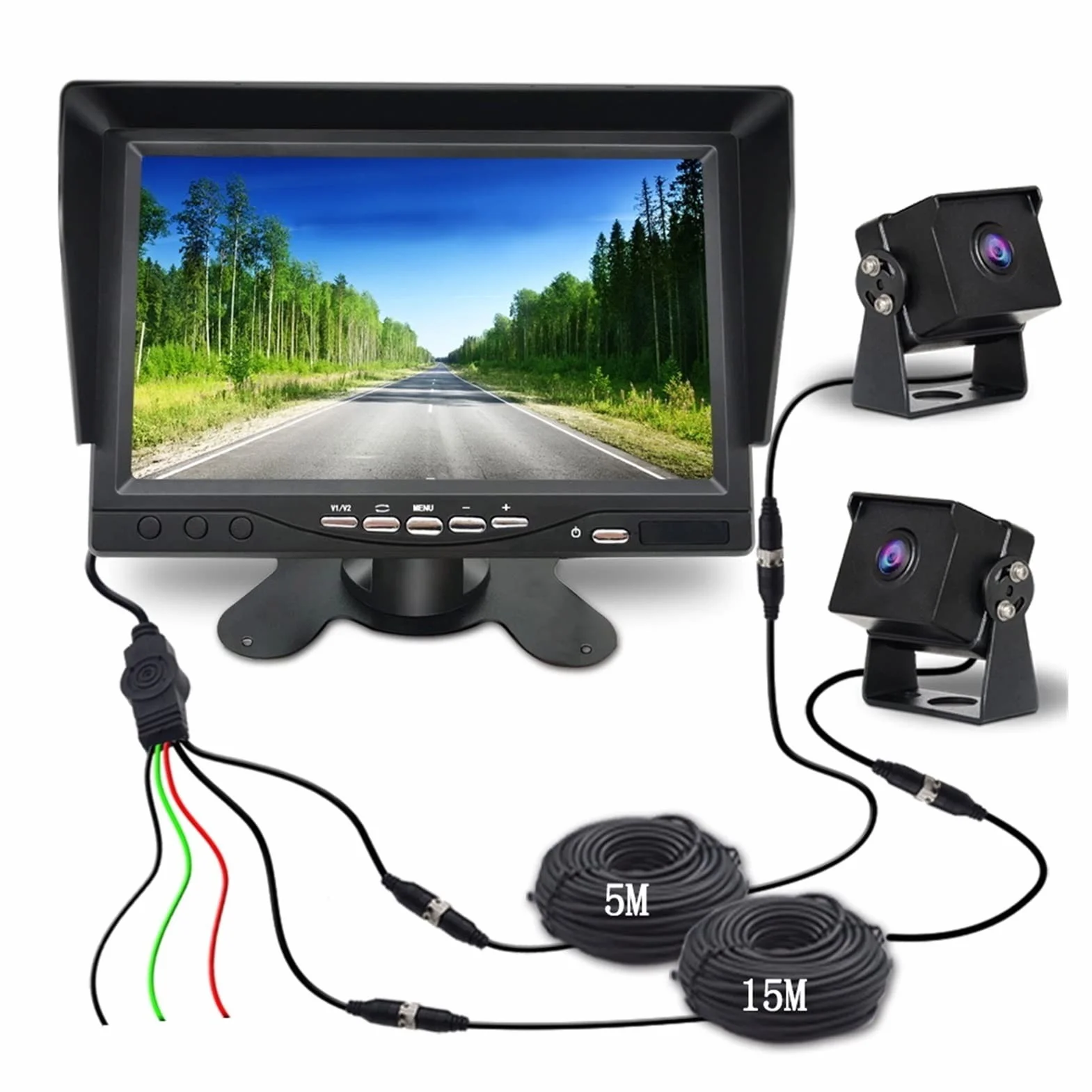 Navegador GPS para Coche con Cámara de Respaldo Visión Nocturna Impermeable para Camiones