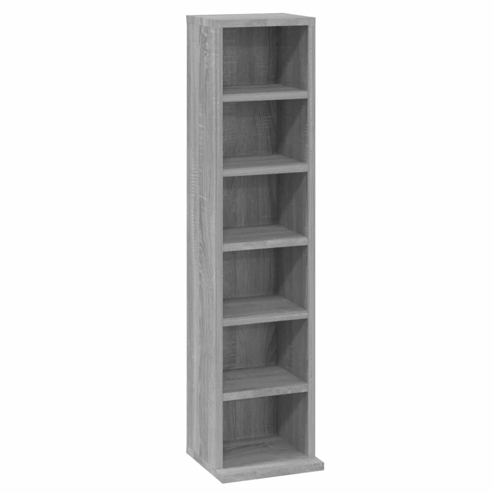 Toshilian Estantería de almacenamiento para CD/DVD, armario de CD, mueble de almacenamiento de CD, armario de CD Sonoma gris 21x20x88 cm Madera de ingeniería